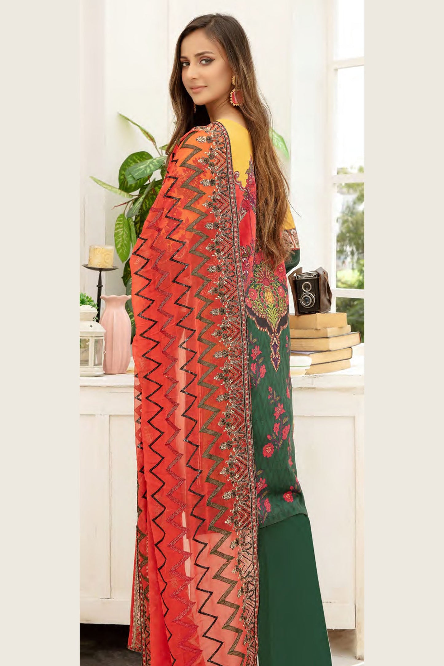 Emerald - Digital Printed and Embroidered Suvic Chiffon