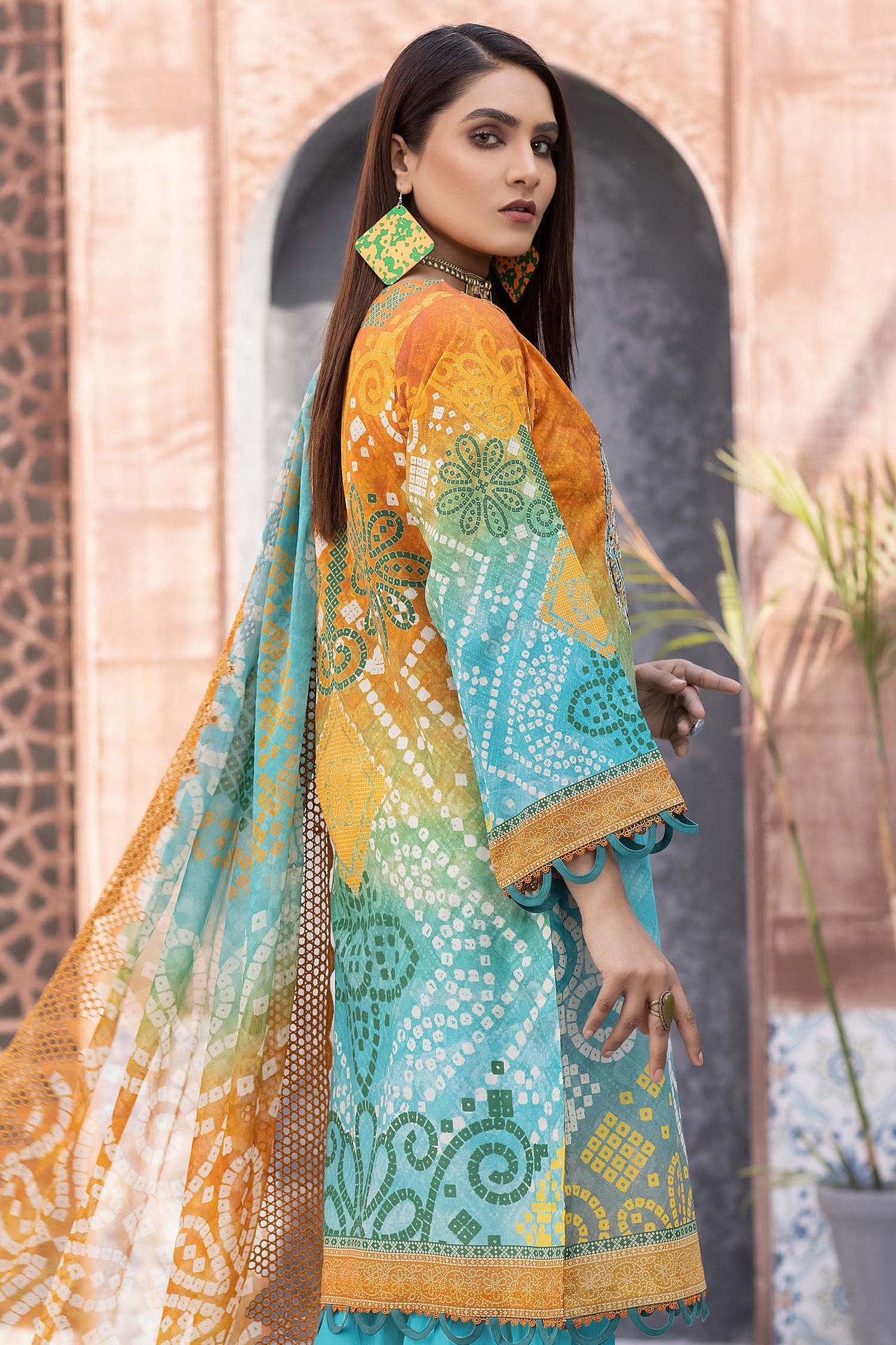 Verdigris - Digital Printed & Embroidered Lawn