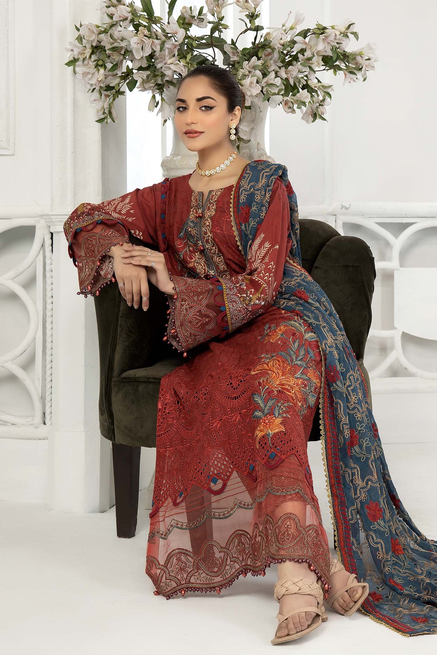 Persian Plum - Chikankari Lawn 3PC