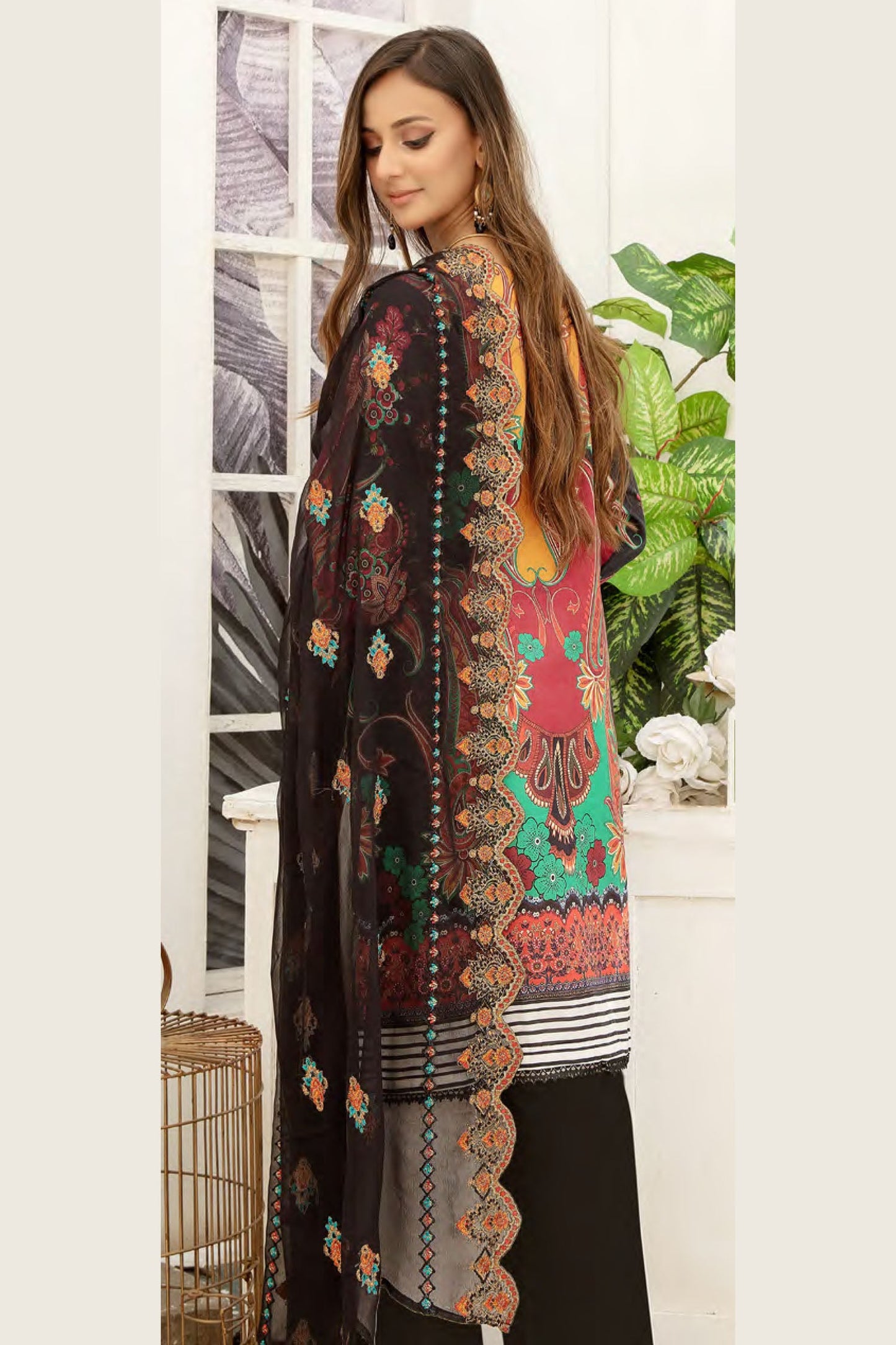 Cultured glory - Digital Printed and Embroidered Suvic Chiffon