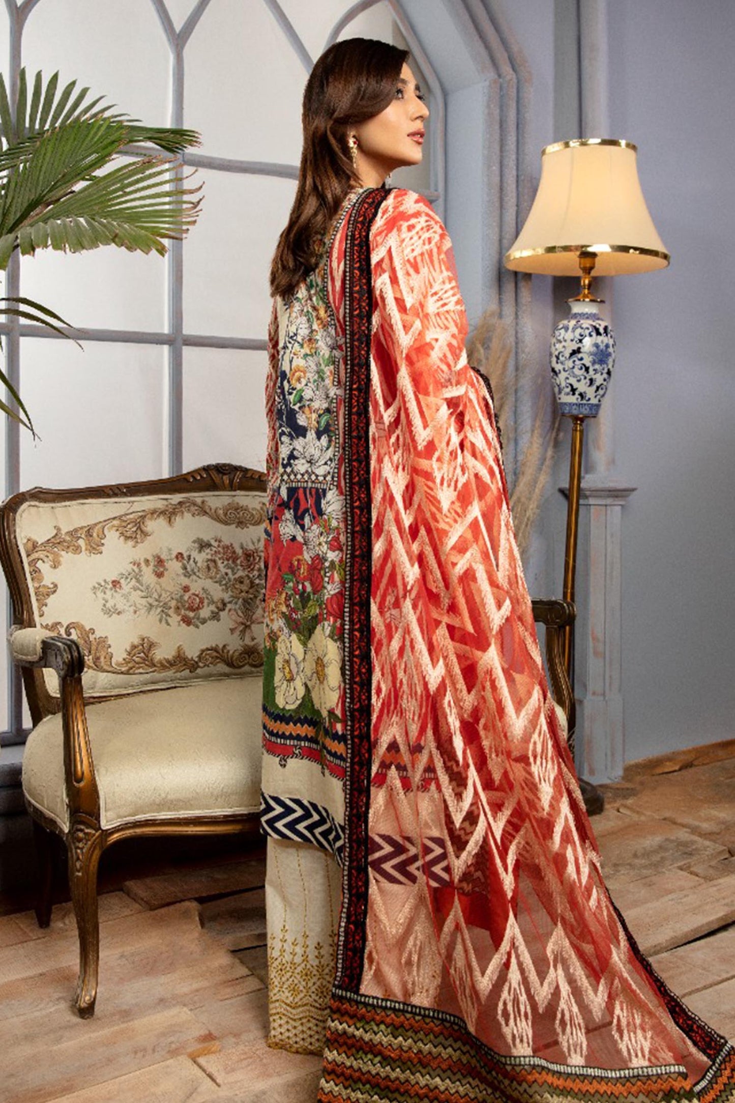 Sunset - Digital Printed & Schiffli Embroidered Lawn 3PC