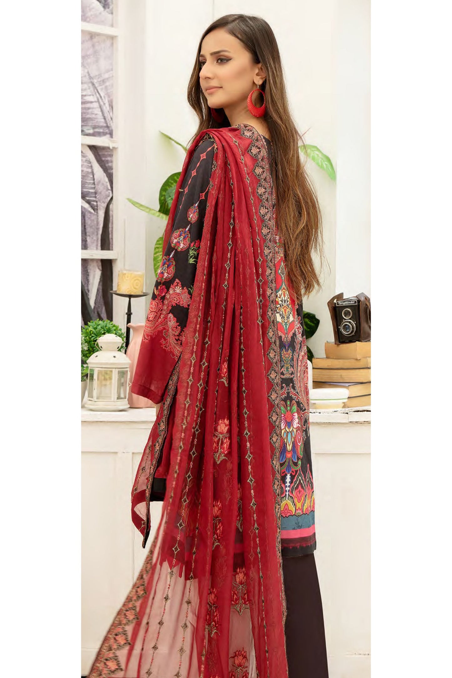 Baccara - Digital Printed and Embroidered Suvic Chiffon
