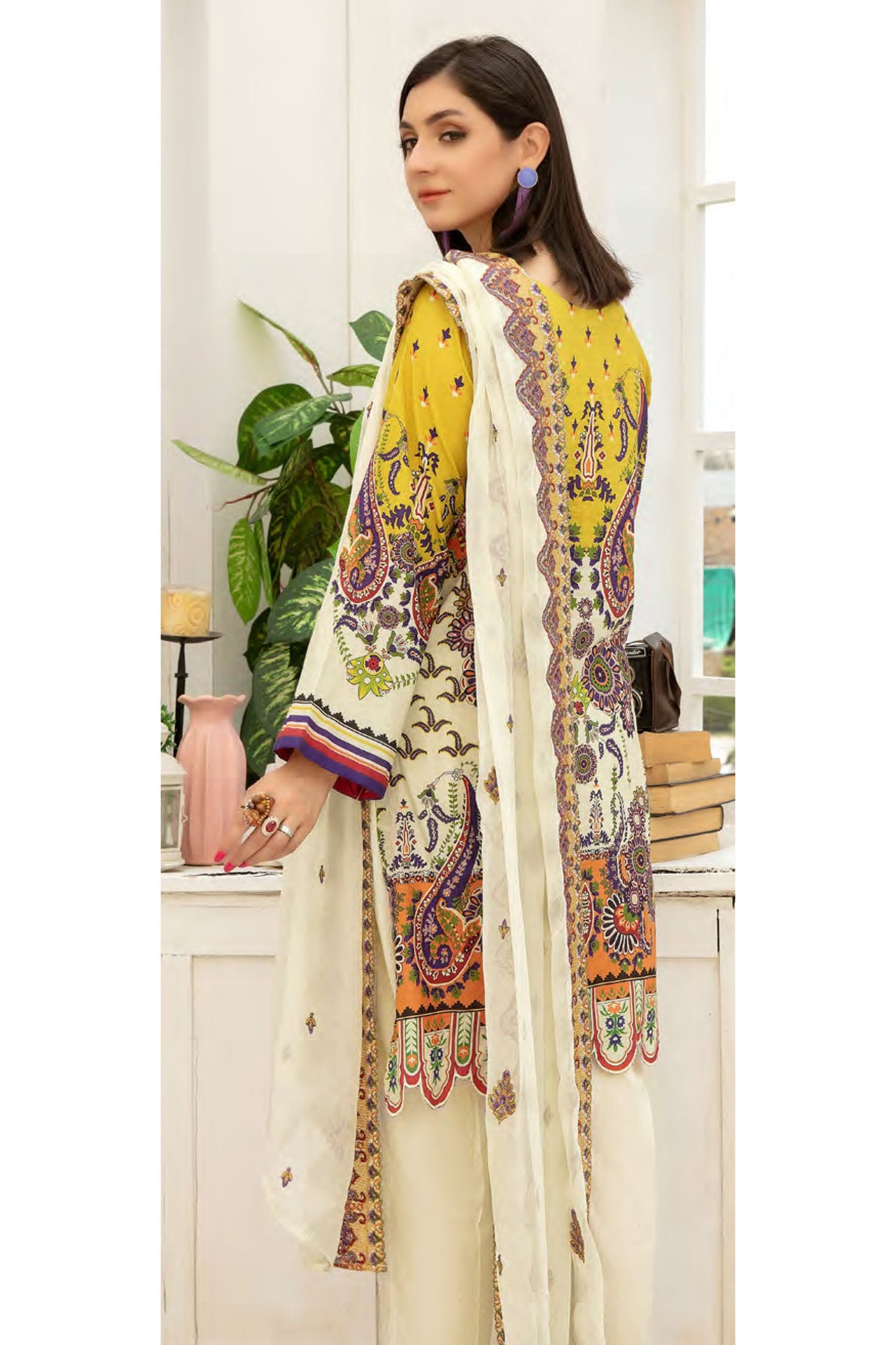 Plumeria - Digital Printed and Embroidered Suvic Chiffon