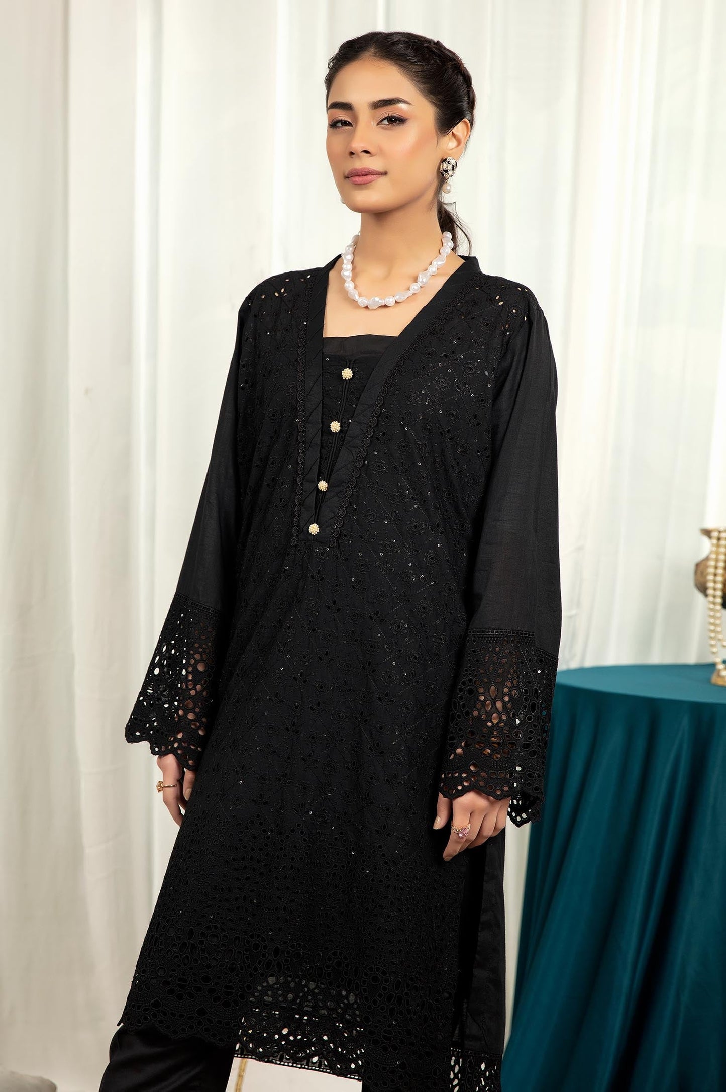 Woodsmoke - Embroidered Stitch Chikankari Kurti