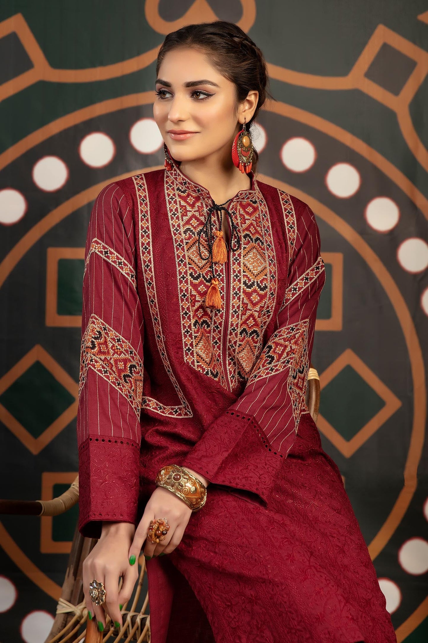 Old Brick - Exclusive Embroidered Lawn Stitch Kurti