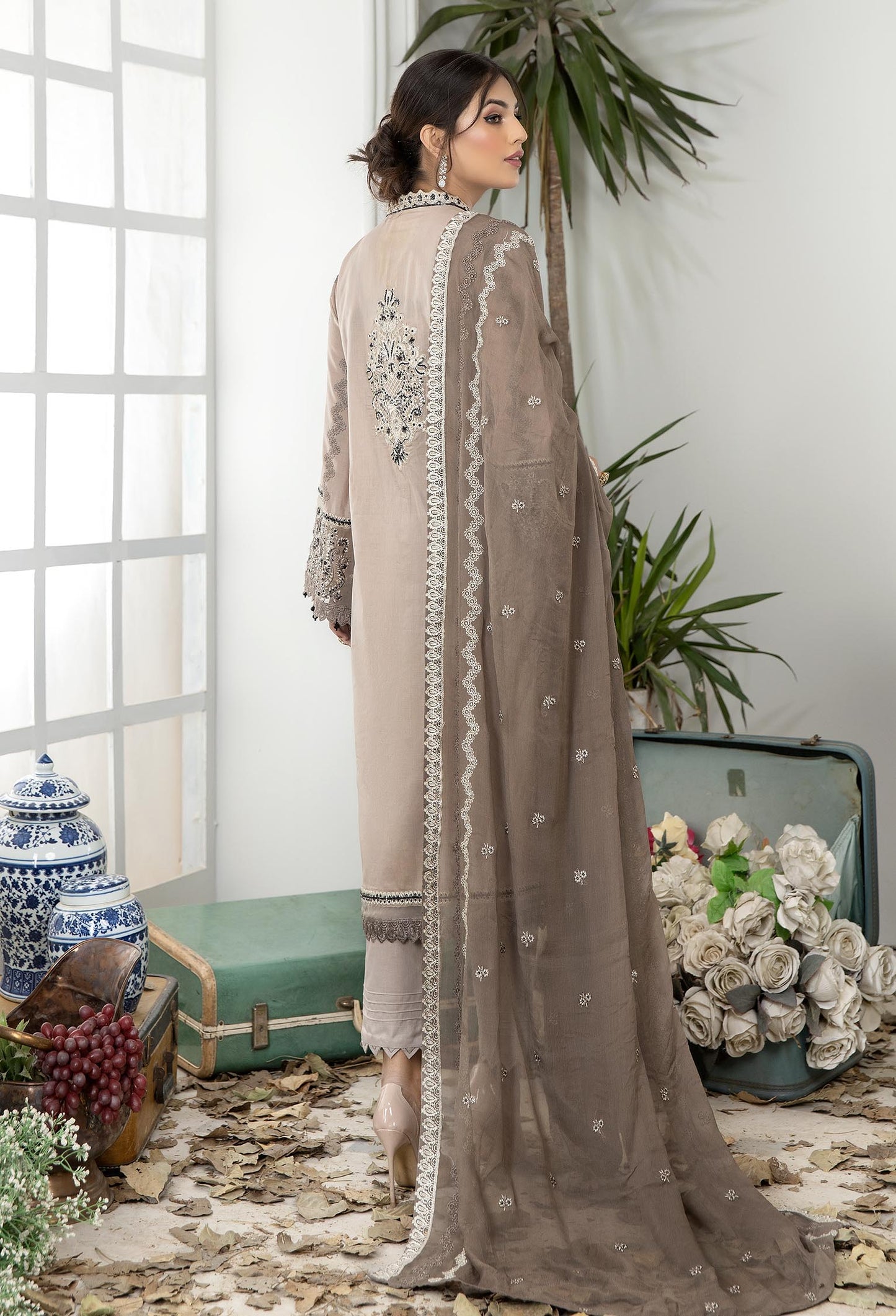 Almond Frost - Embroidered Unstitched Lawn