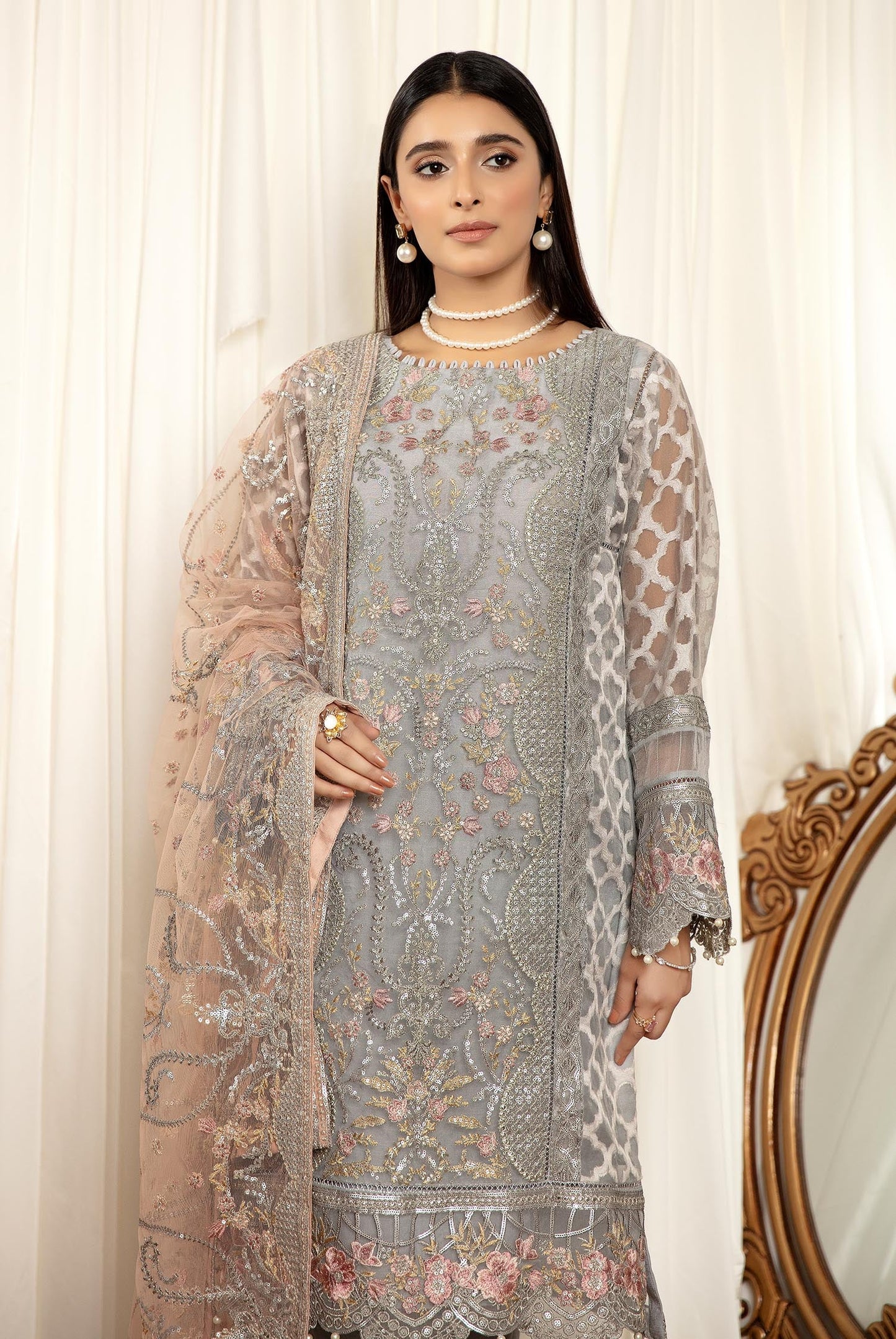 Spruce - Stitched Embroidered Organza 3PC