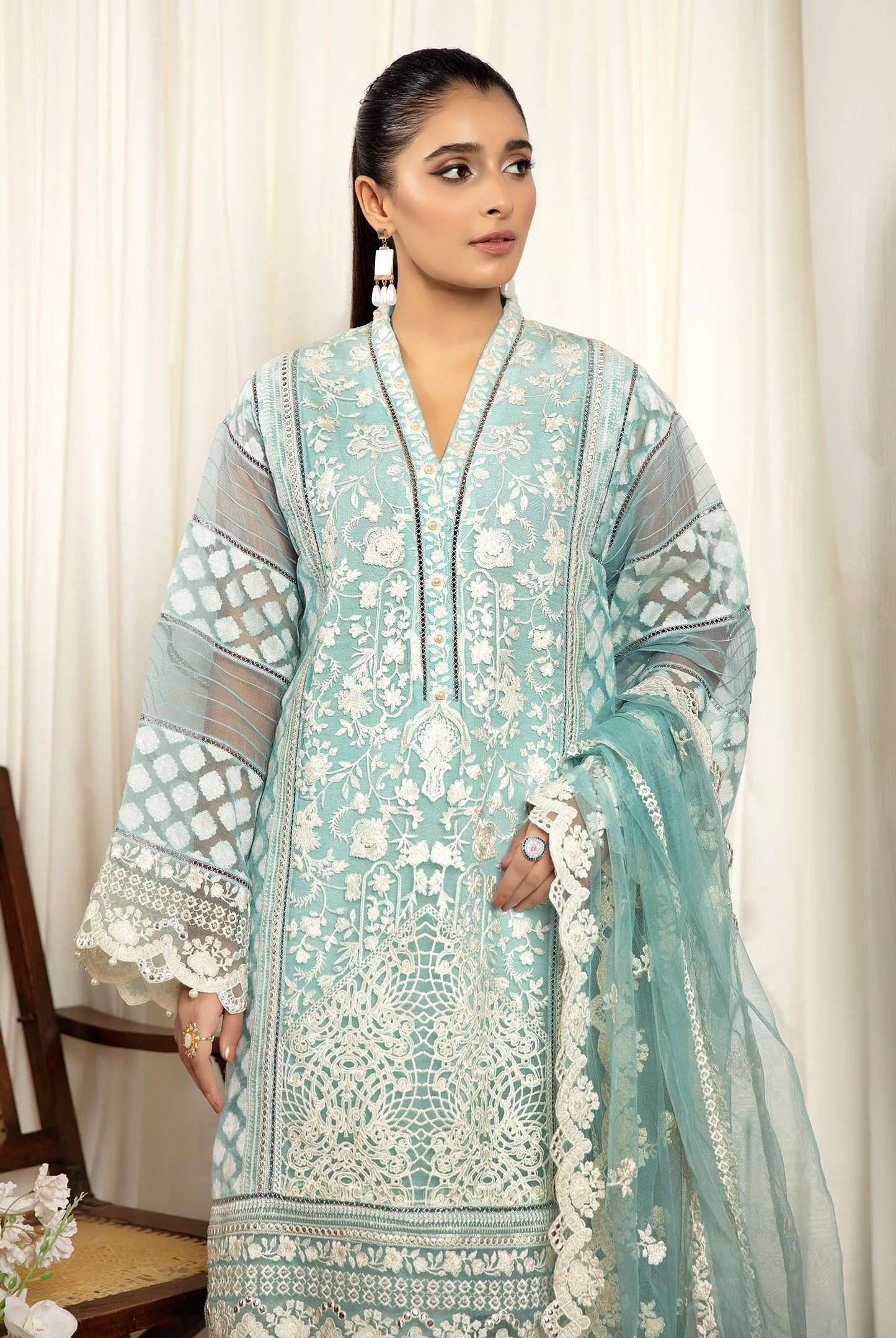 Sapphire - Stitched Embroidered Organza 3PC