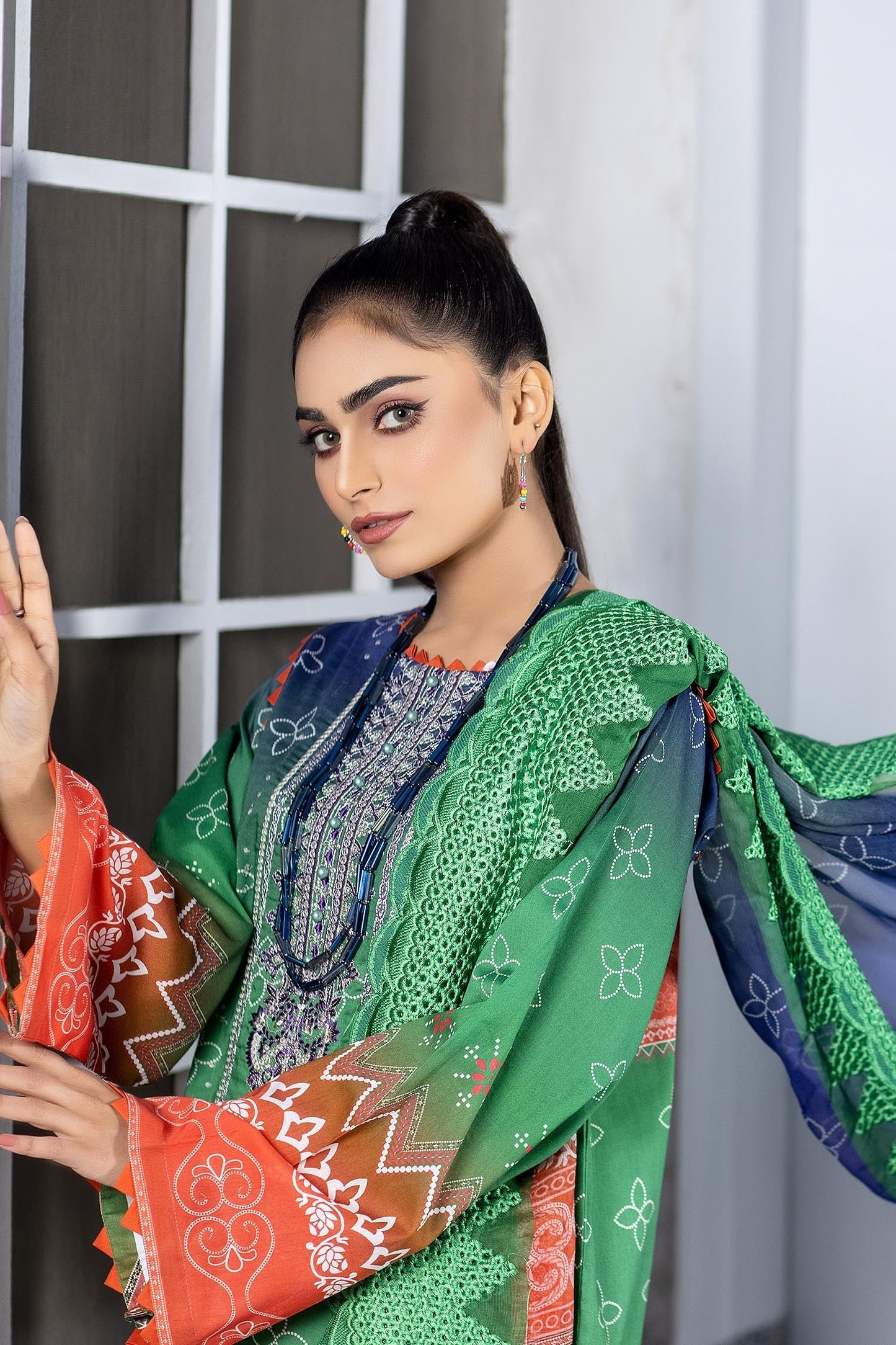 Silver Tree - Digital Printed & Embroidered Lawn