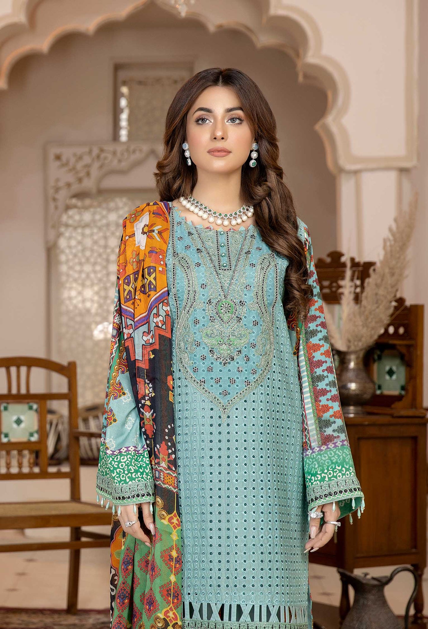 Twister Blue - Chikankari Embroidered Lawn 3PC