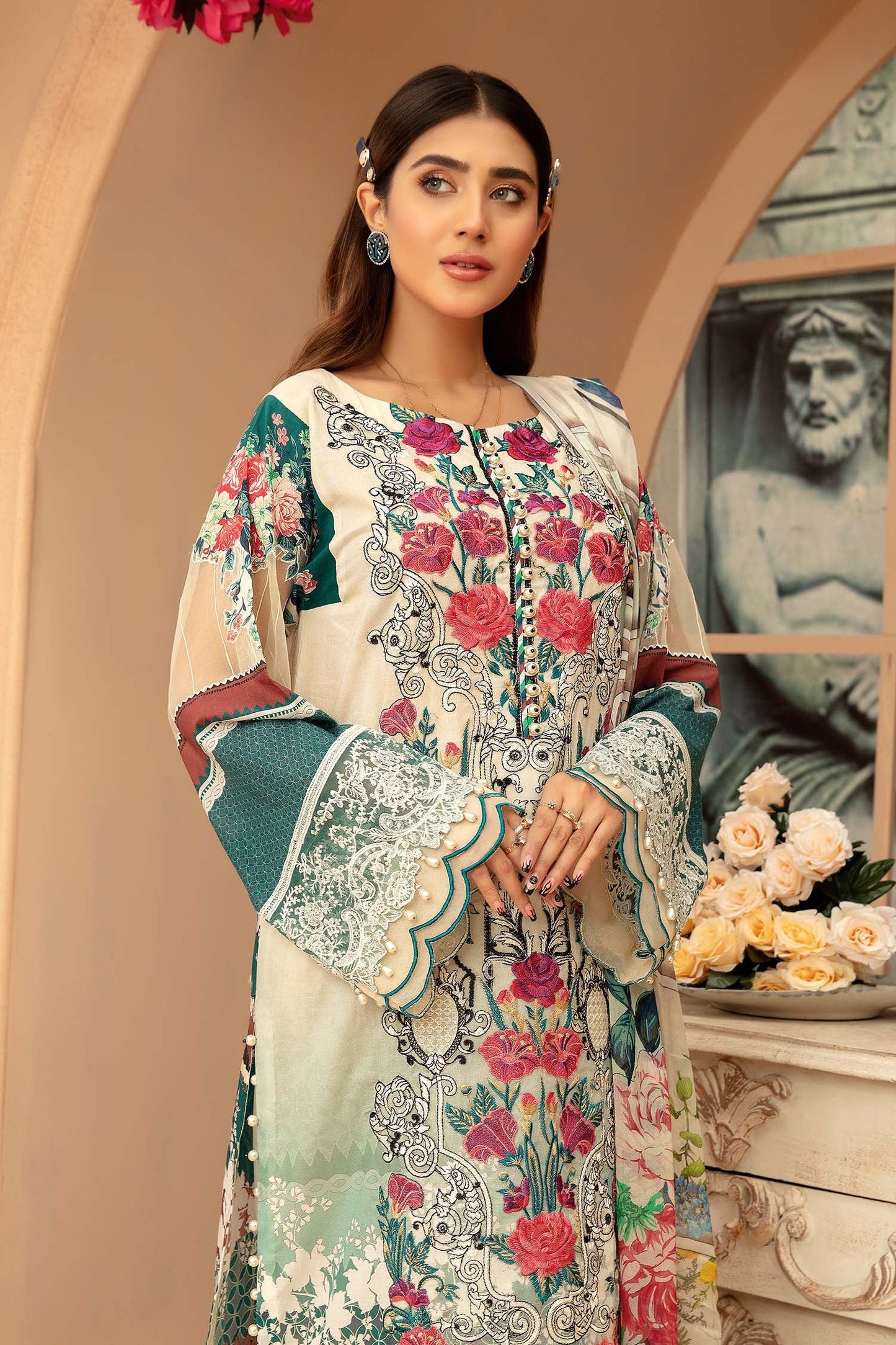 Morning Glory - Digital Printed & Embroidered 3PC