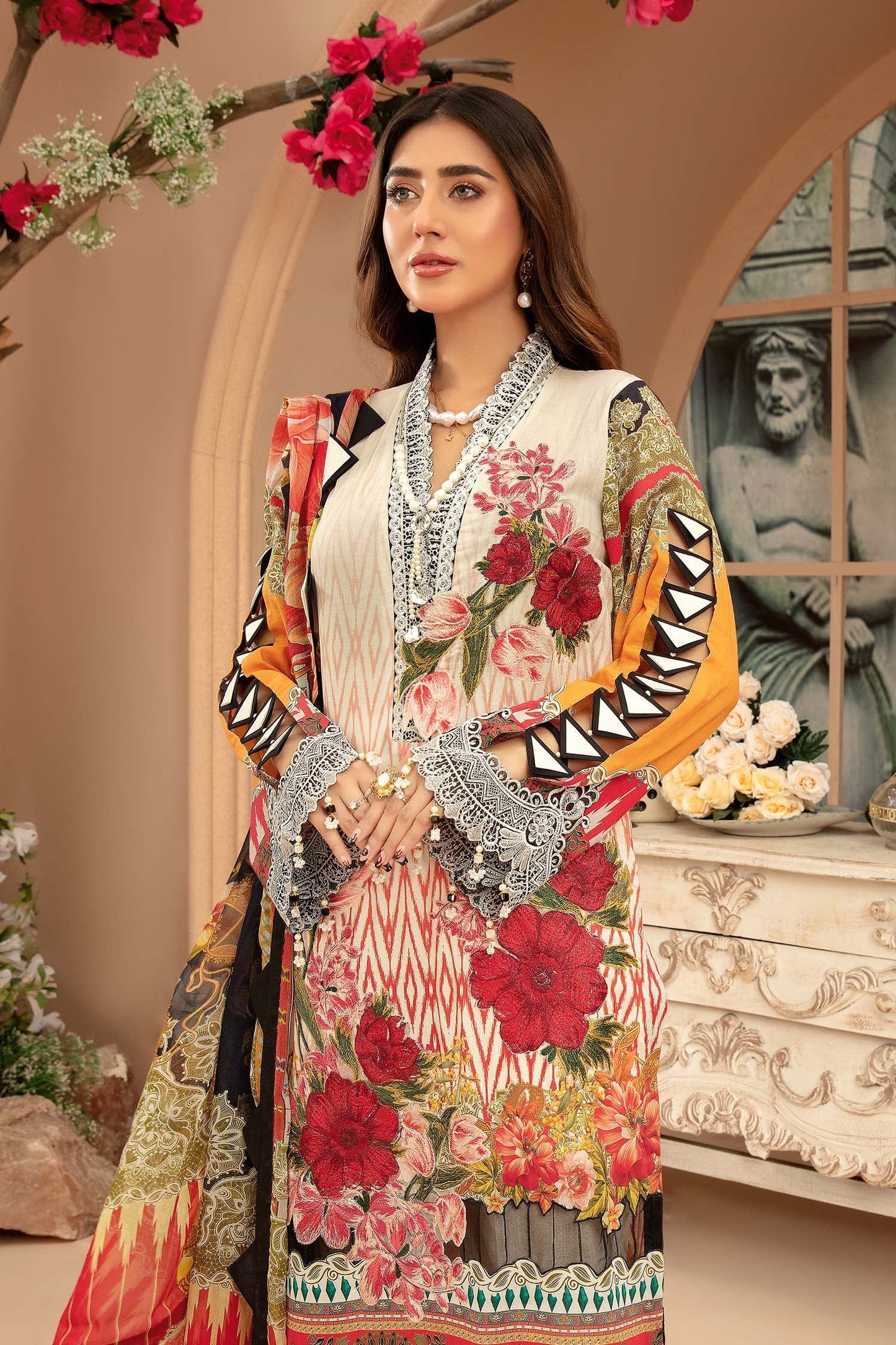 Island Paradise - Digital Printed & Embroidered 3PC