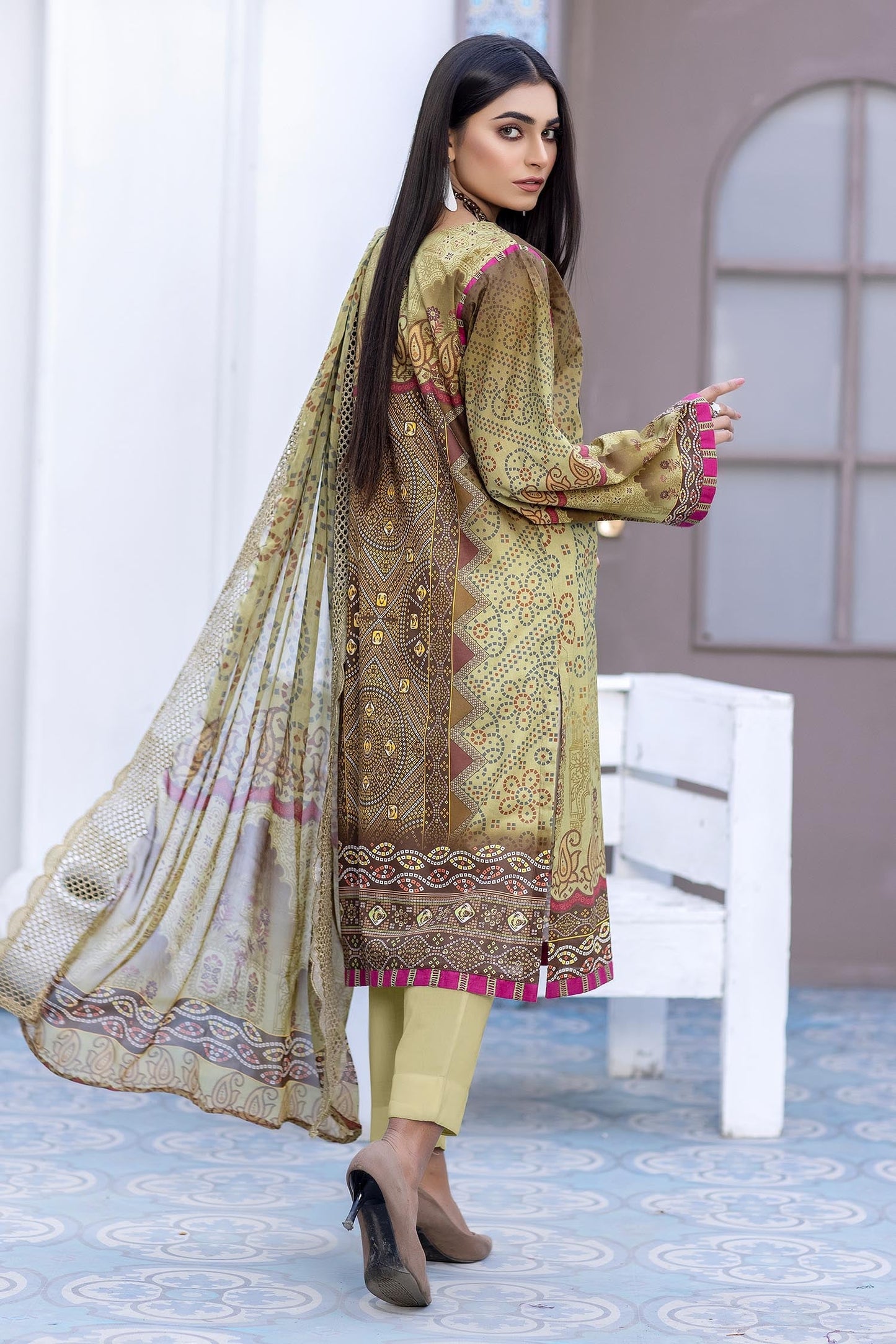 Winter Hazel - Digital Printed & Embroidered Lawn