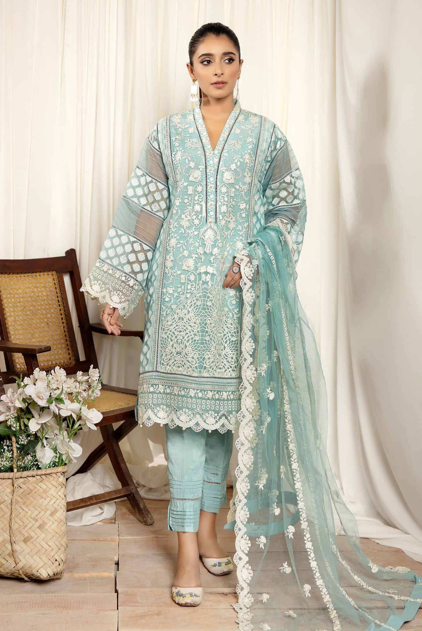 Sapphire - Stitched Embroidered Organza 3PC