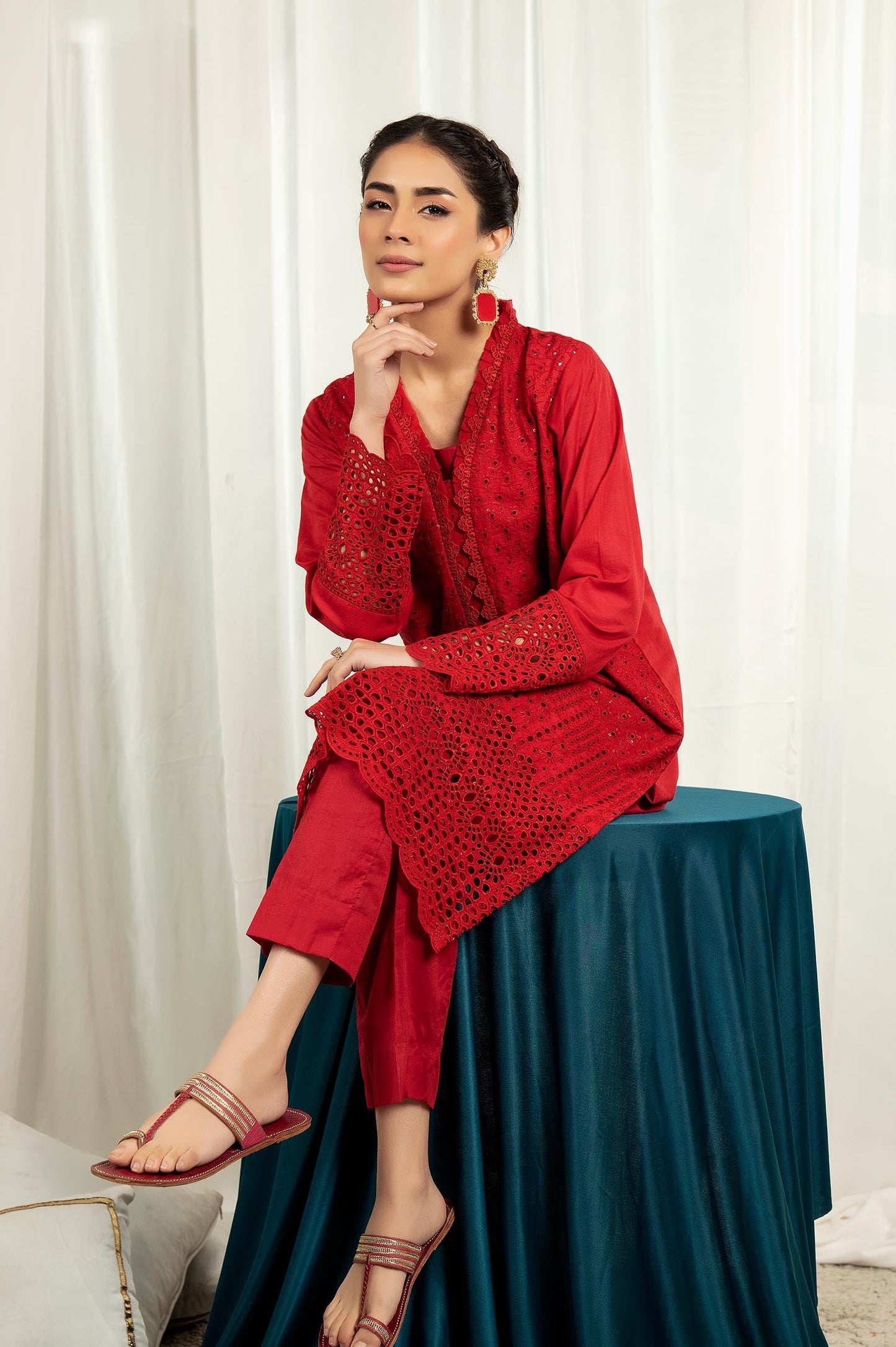 Chili Pepper - Embroidered Stitch Chikankari Kurti