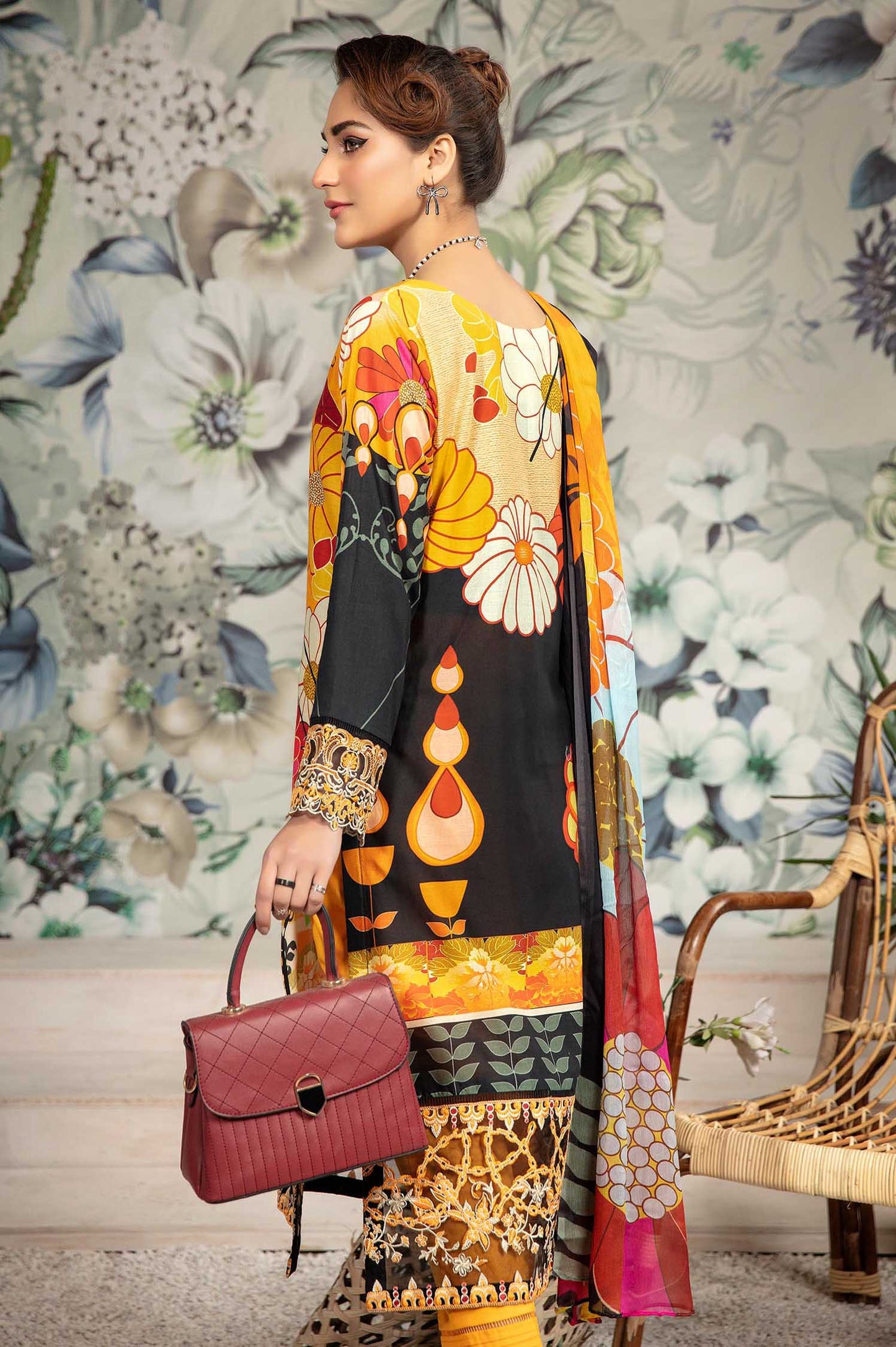 Powered Flower - Printed & Embroidered Lawn 3PC