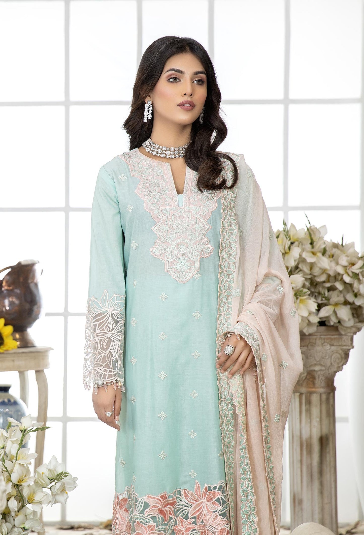Sea Mist - Embroidered Unstitched Lawn