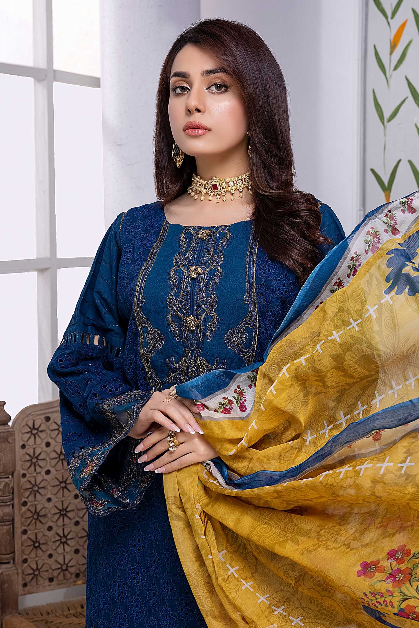 Nile Blue - Chikankari Embroidered Lawn Stitched 3PC