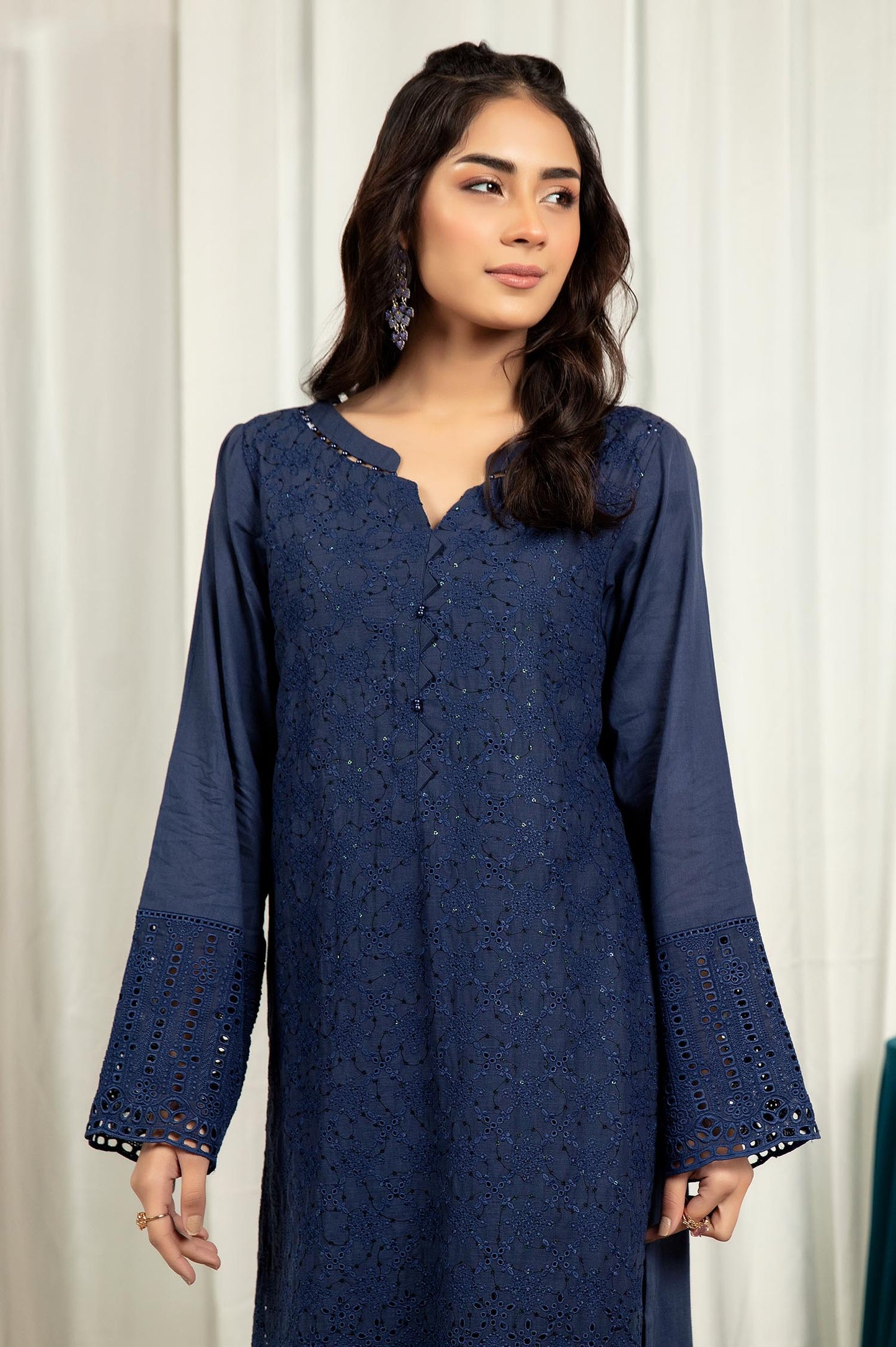 Cloud Dark - Embroidered Stitch Chikankari Kurti