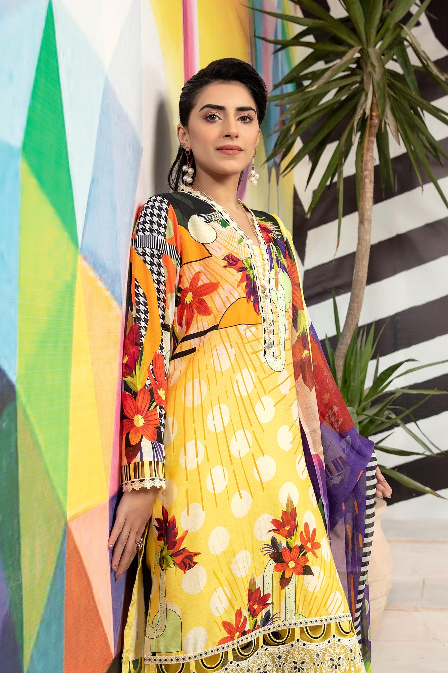 Light Tan - Printed & Embroidered Lawn 3PC