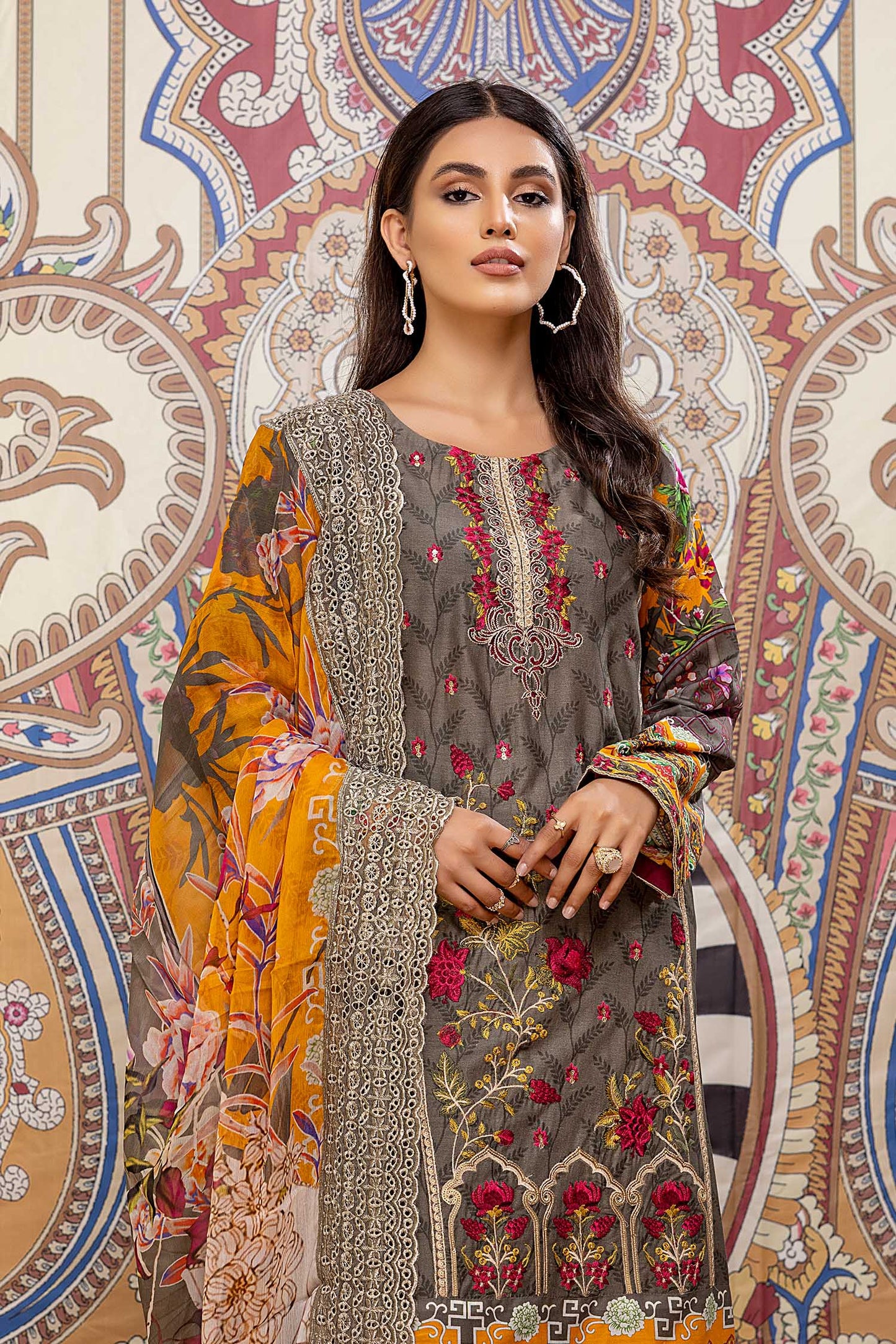 Crystal Stone - Printed & Embroidered Lawn Pret 3PC