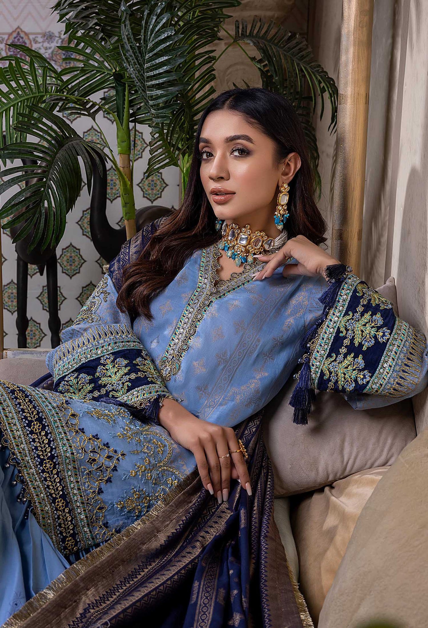 Geranium - Schiffli Embroidered Jacquard Lawn 3PC