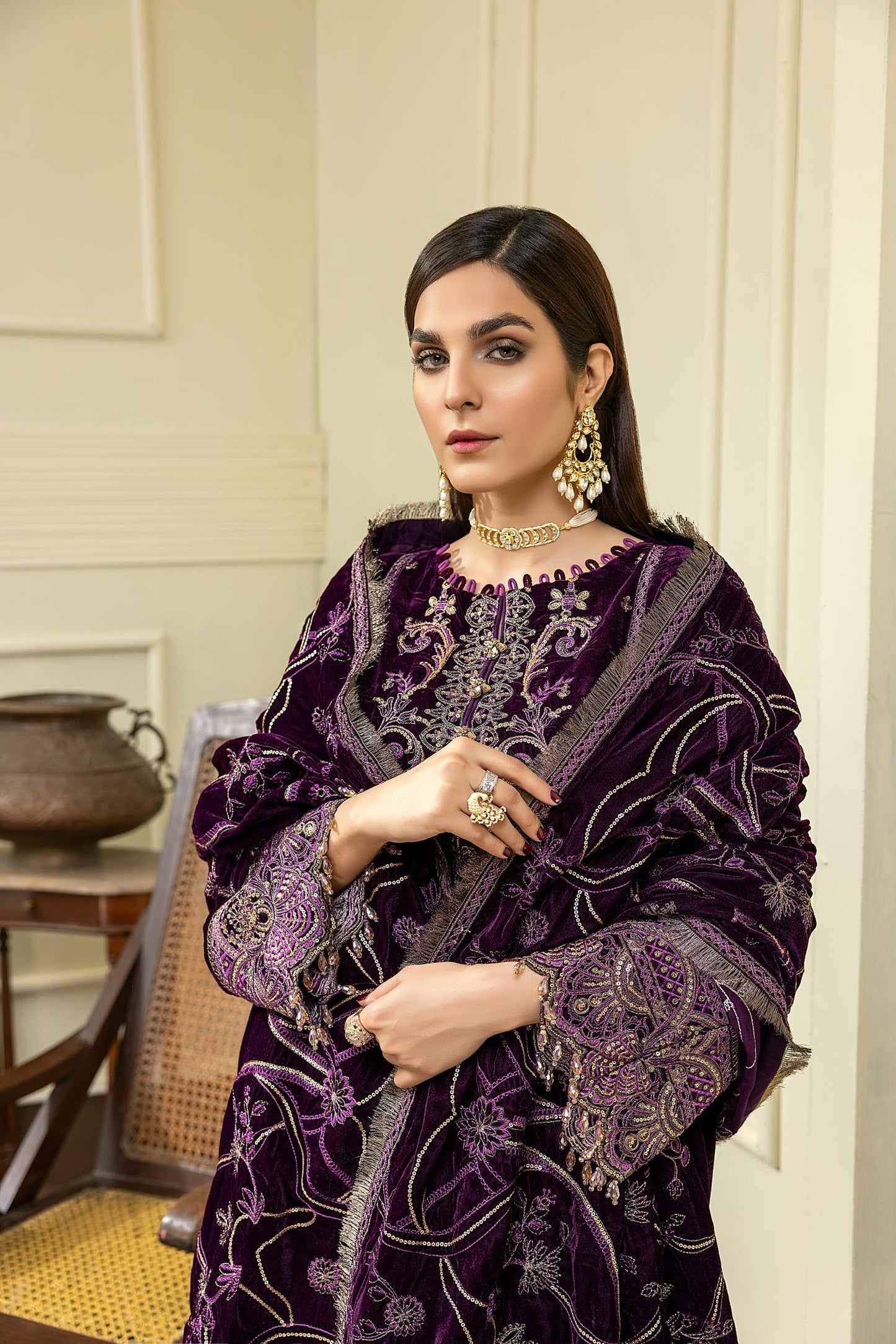 Anemone - Embroidered Velvet 3PC