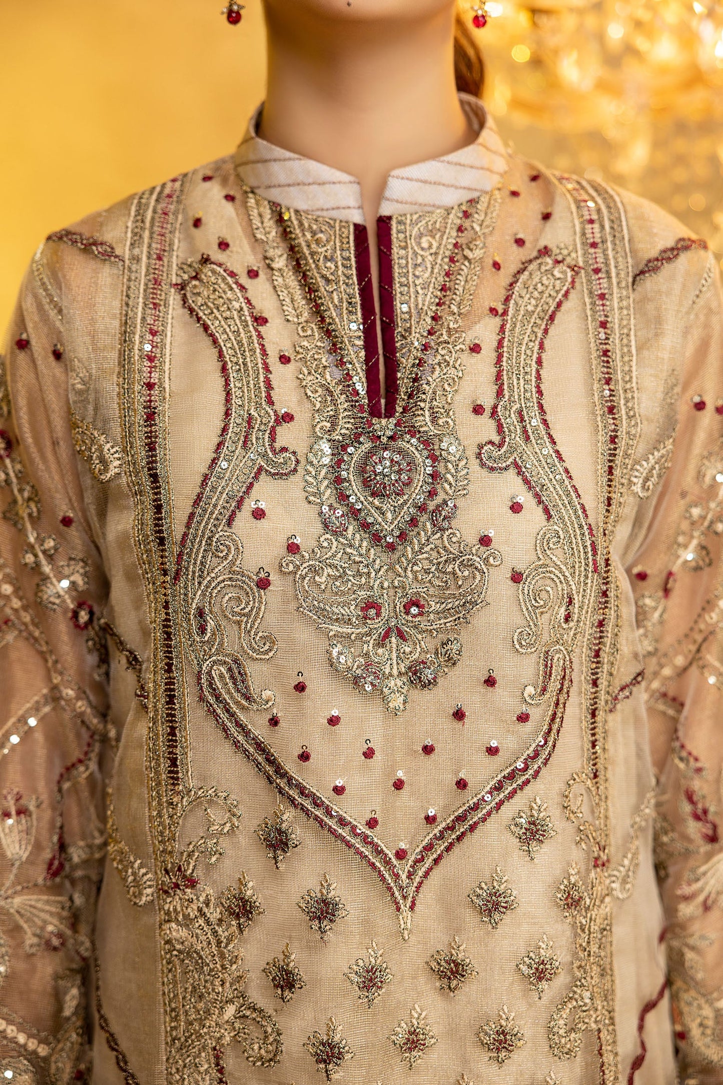 Hirm Breeze - Embroidered Zari Net Stitched 2PC