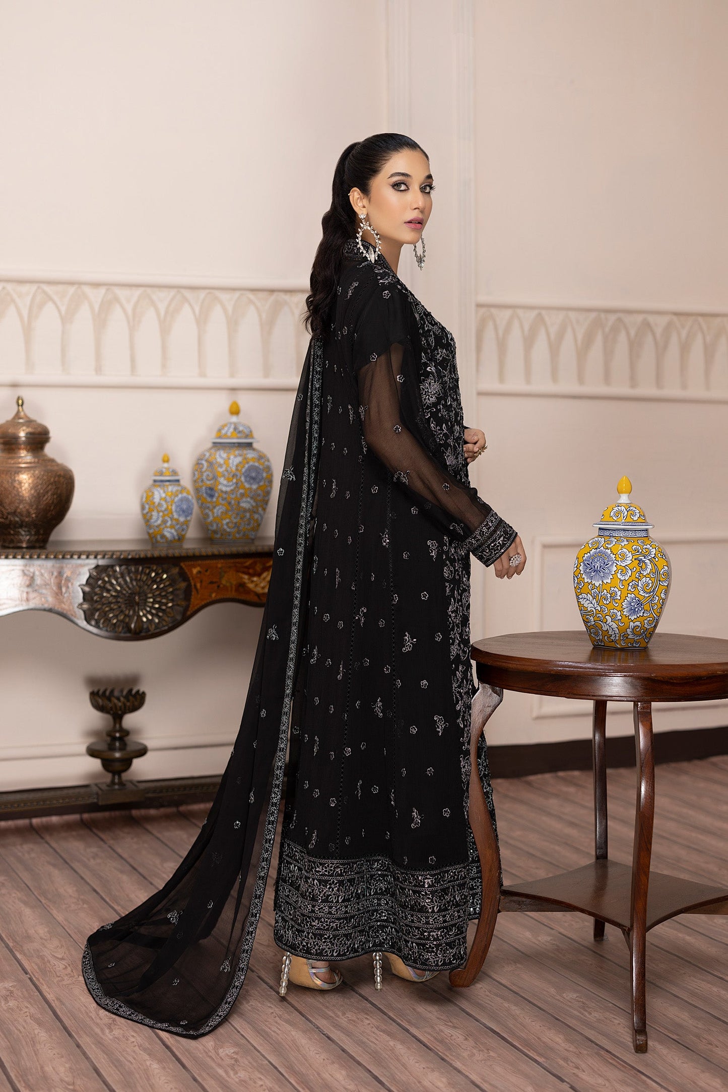 Sky Stars - Embroidered Chiffon Gown Pret 3PC