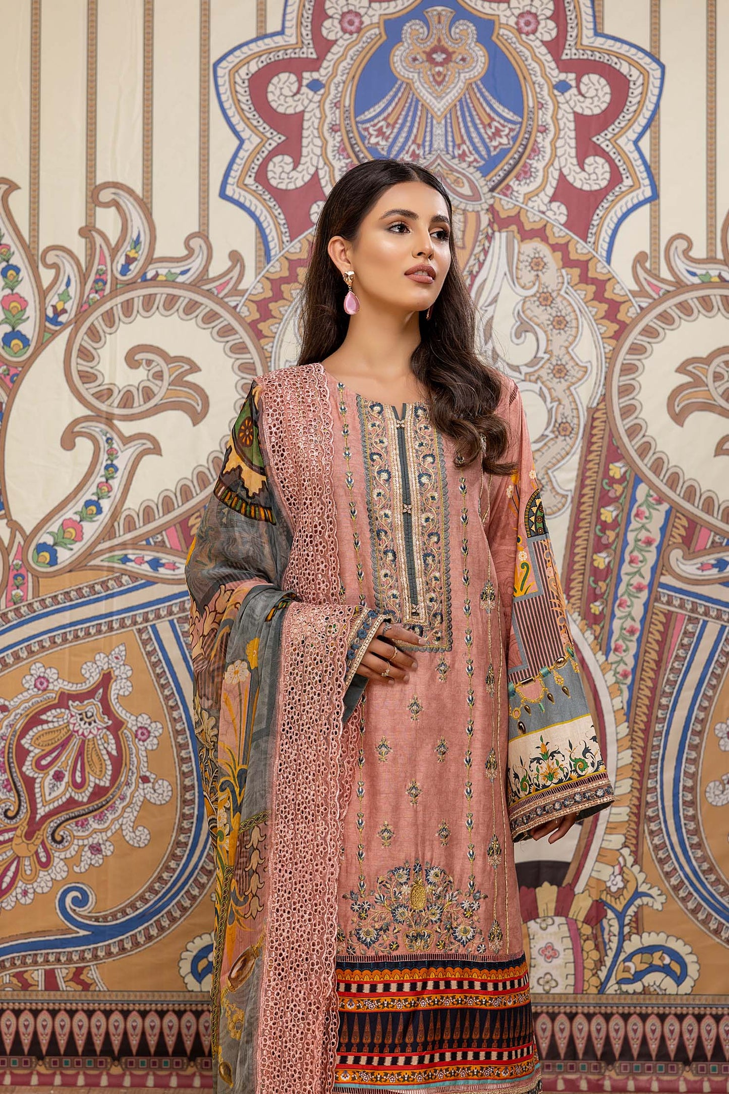 Pink Flower - Printed & Embroidered Lawn Pret 3PC