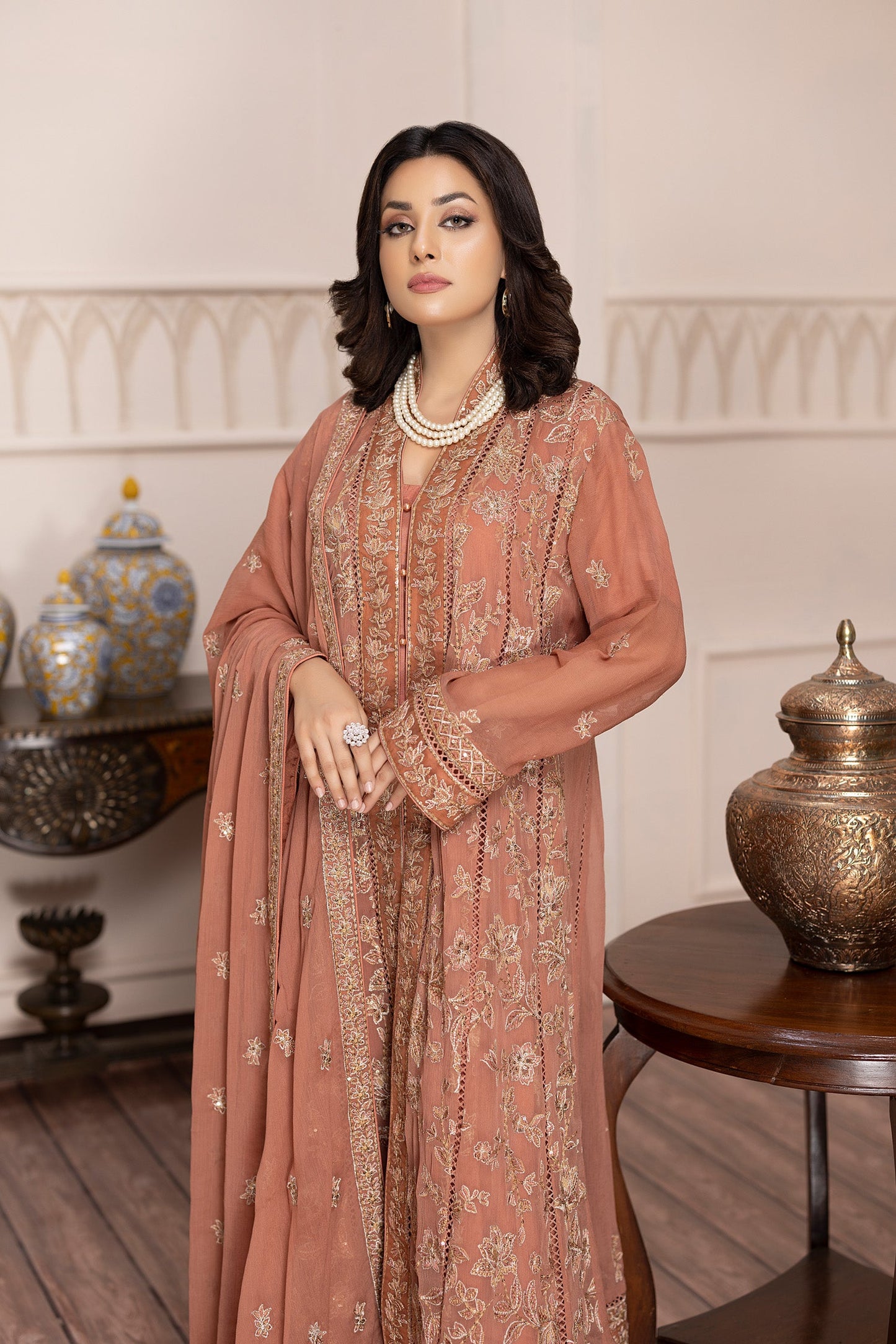 Calendula - Embroidered Chiffon Gown Pret 3PC