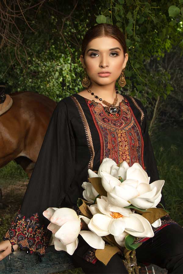 Blond Black - Embroidered Unstiched Lawn Kurti