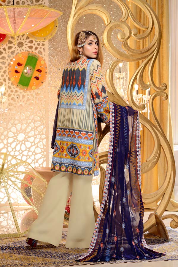 Beryl - Digital Embroidered Mesuri Lawn Unstitch (3 Piece)