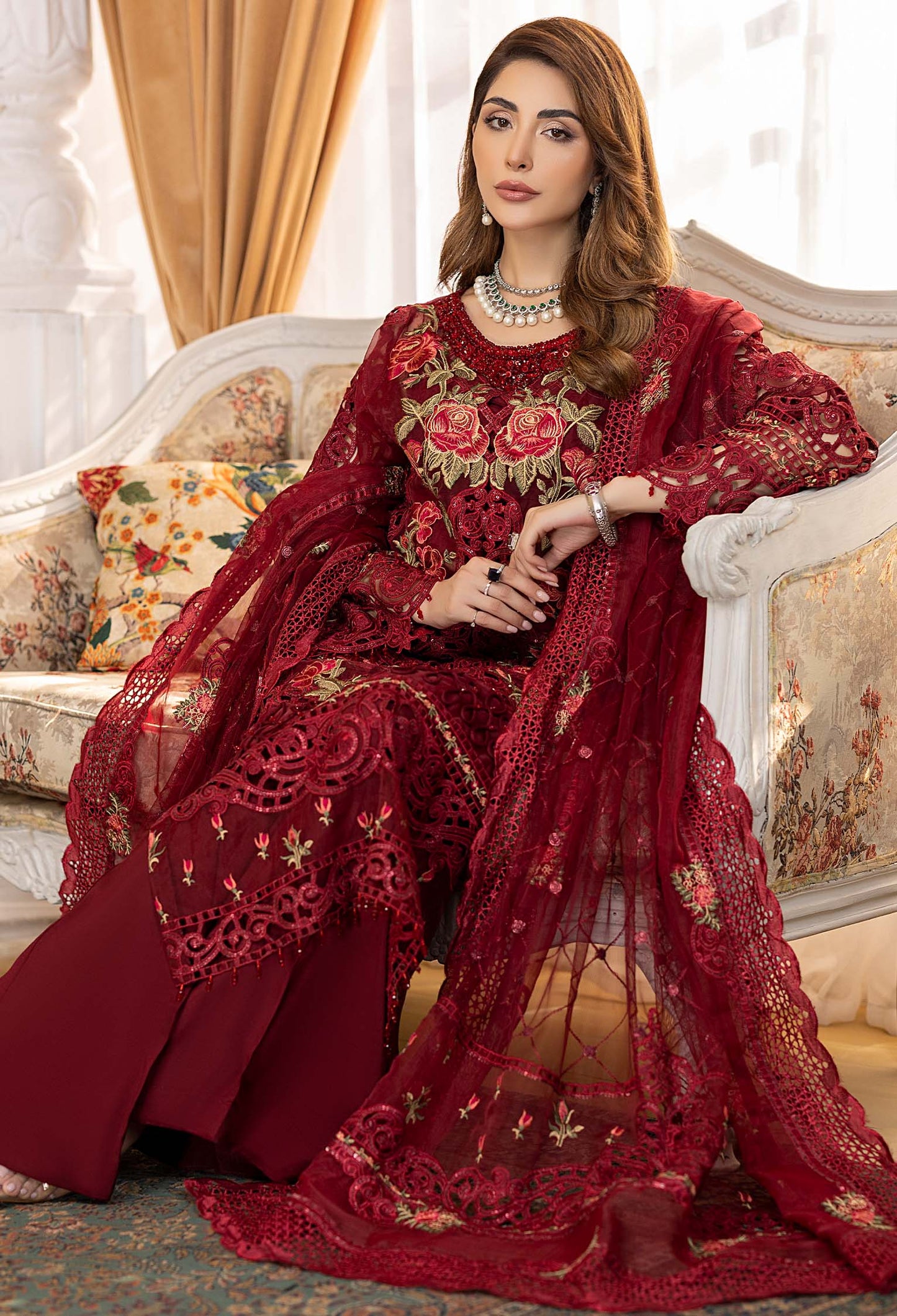 Gladiolus - Embroidered Organza Stitched