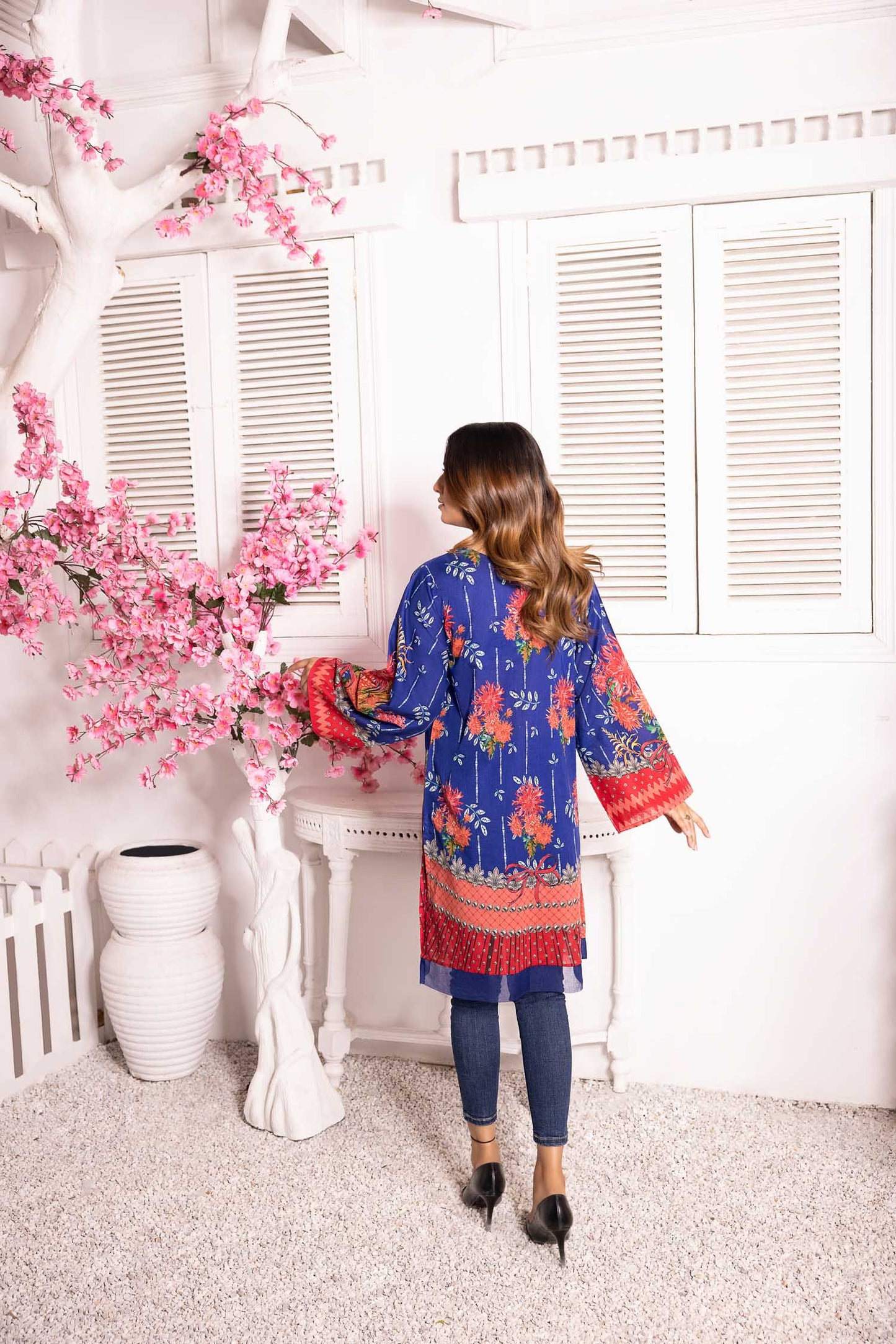 Neel Mix - Digital Printed Stitched Lawn Kurti