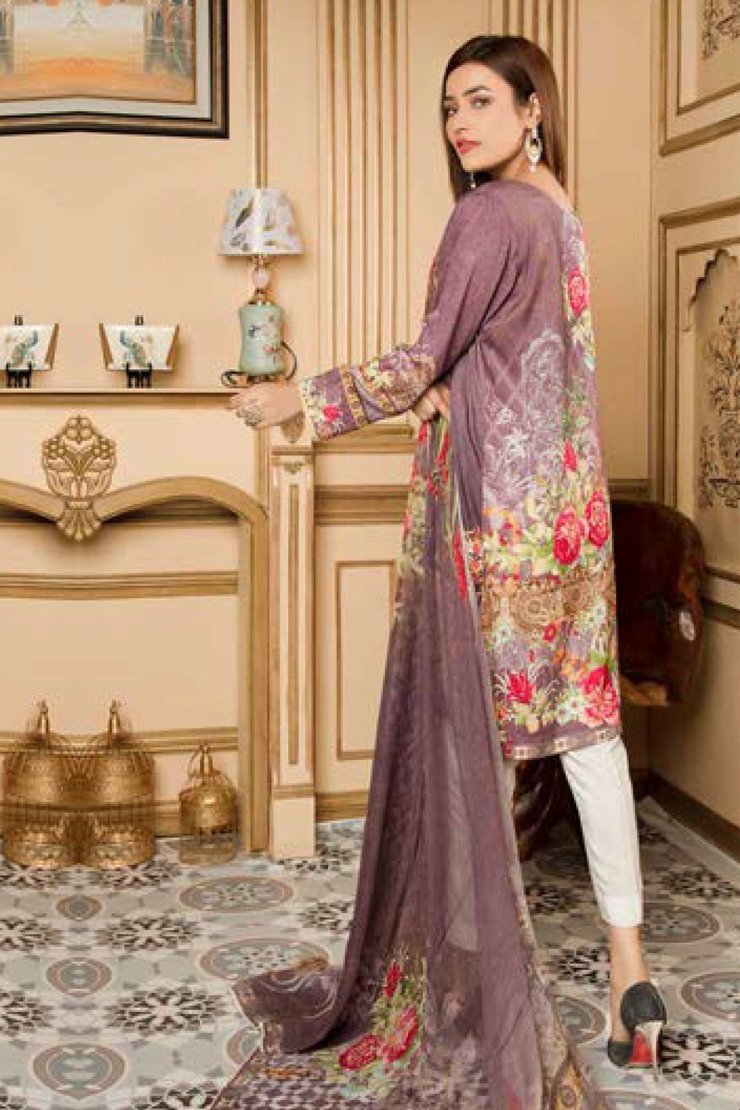 Salmond - Digital Printed and Embroidered Linen 3PC