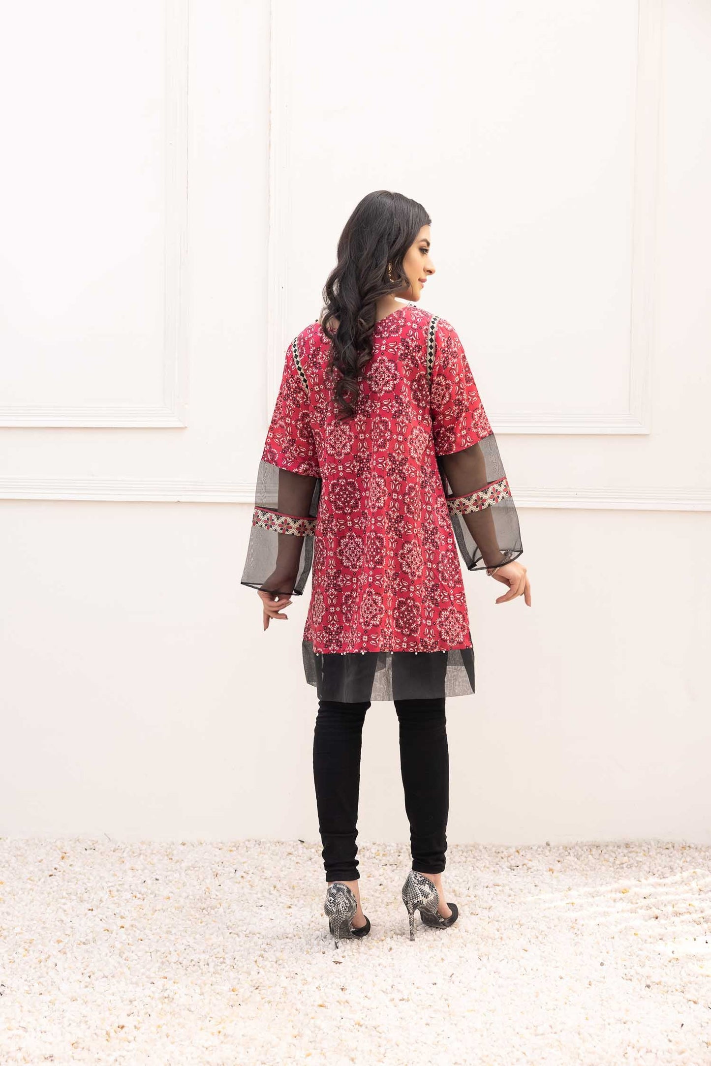Radical Red - Digital Printed Stitched Lawn Kurti