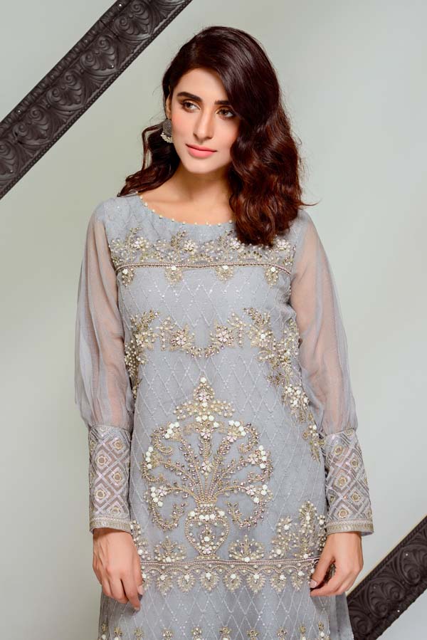 Emerald - Embroidered & Hand Embellished Cotton Net