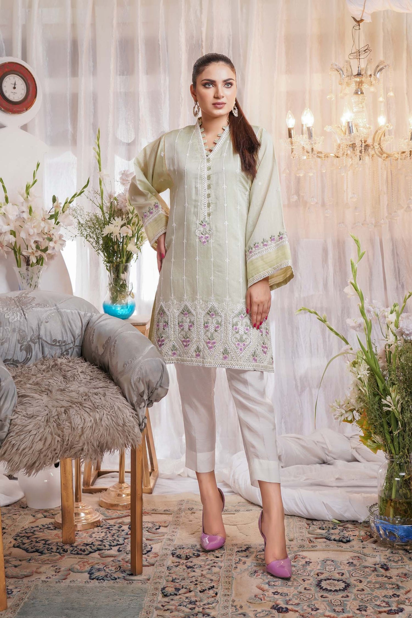 Intrigue - Embroidered Paper Silk Stitch Kurti