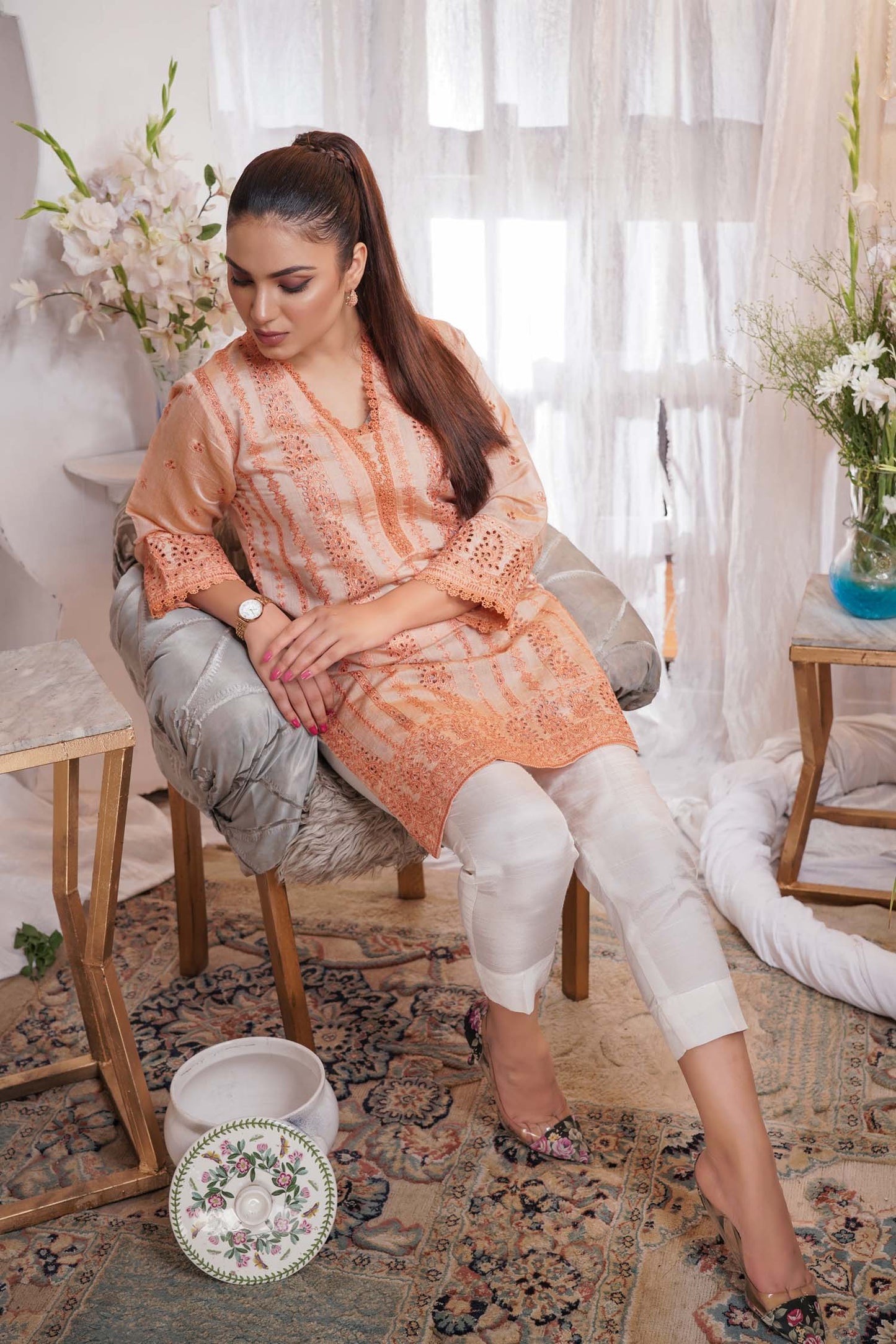 Eloquent - Embroidered Paper Silk Stitch Kurti