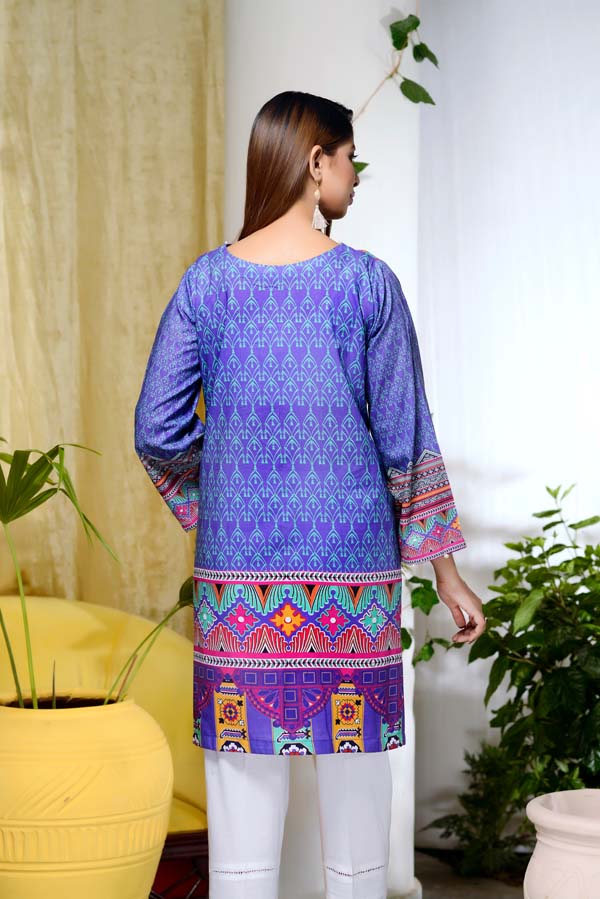 Blue Art - Digital Printed Unstitch Lawn Kurti