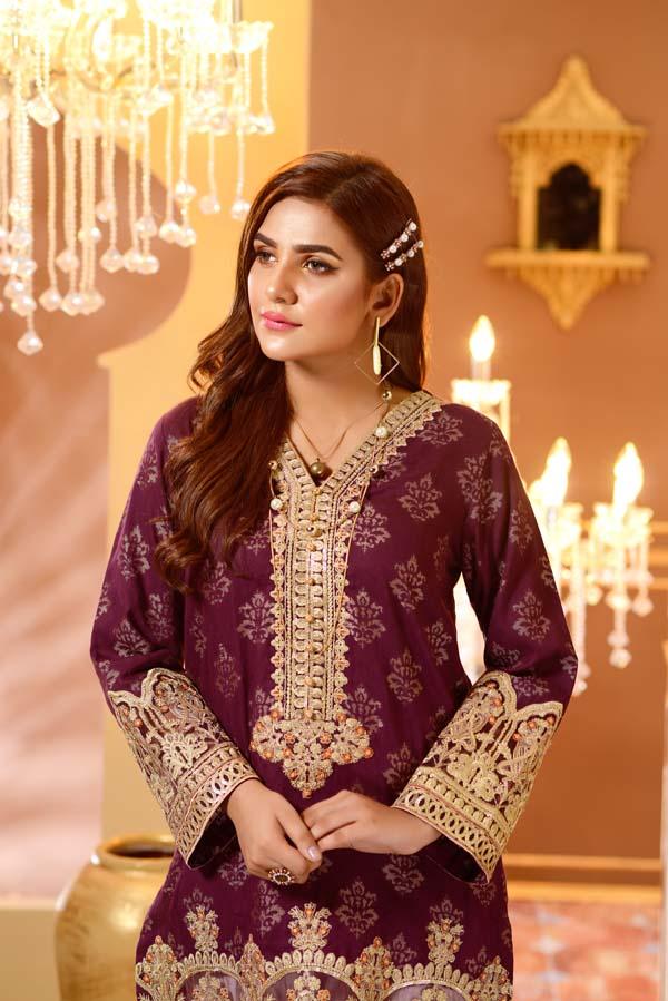 Elite Purple - Embroidered Jacquard Shirt