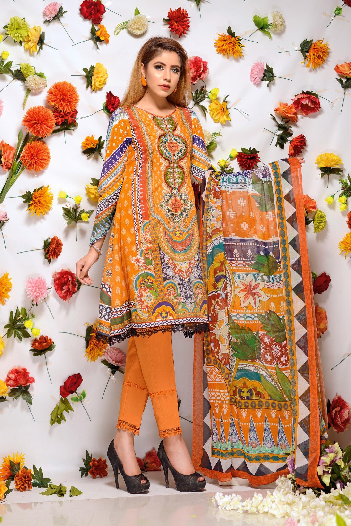 Alva - Digital Printed and Embroidered Lawn 3PC