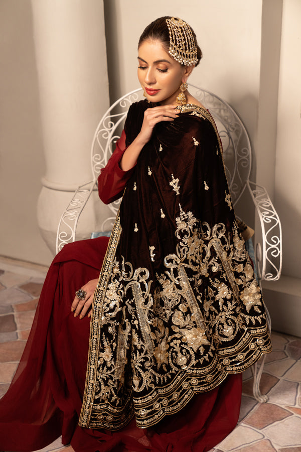 Calming - Embroidered Velvet Shawl