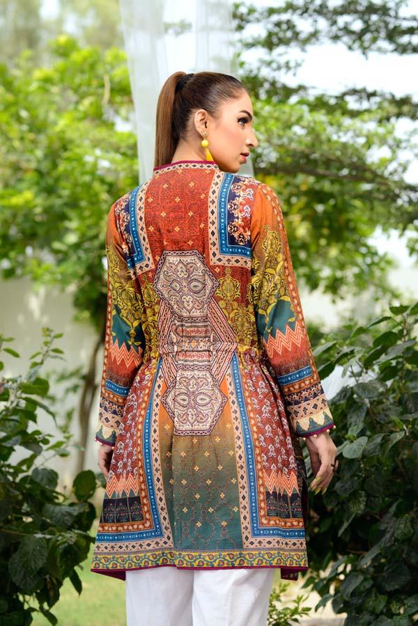 Burnt Sienna - Digital Printed Unstitch Lawn Kurti