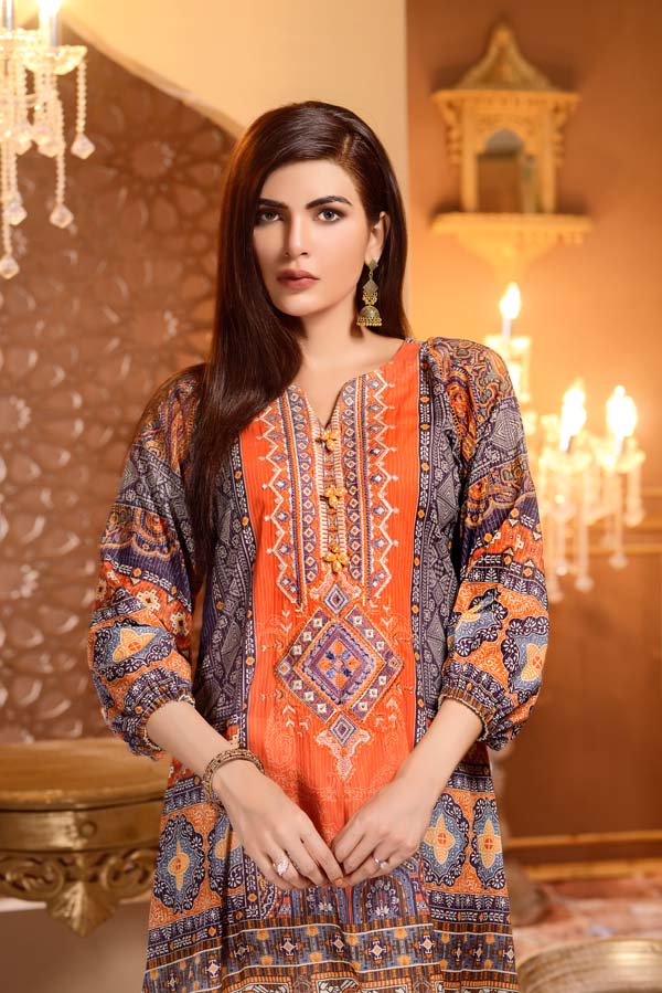 Crusta - Digital Printed and Embroidered Mesuri Lawn Kurti