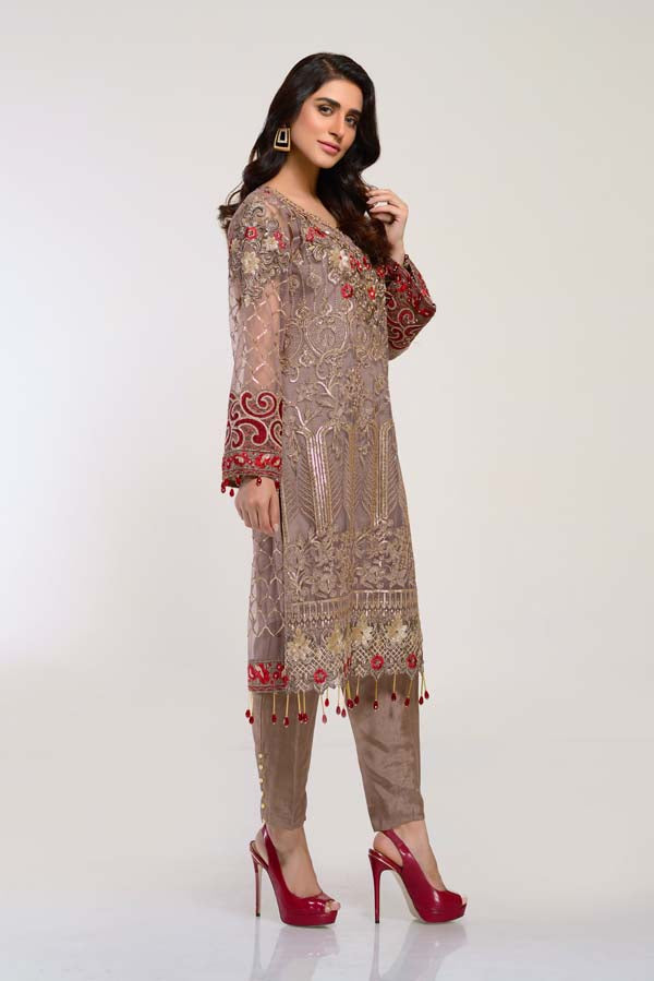 BEAVER – EMBROIDERED NET 2 PIECE (UNSTITCH)