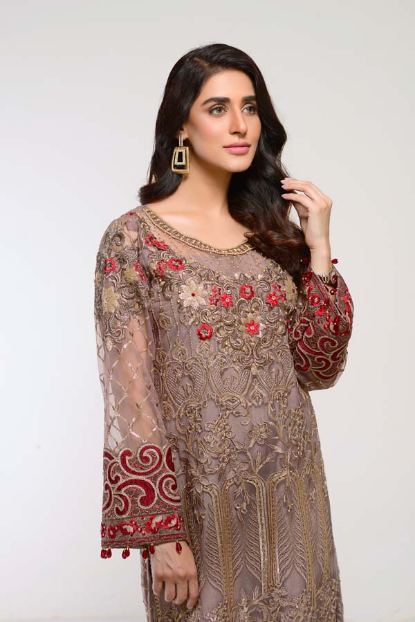 BEAVER – EMBROIDERED NET 2 PIECE (UNSTITCH)