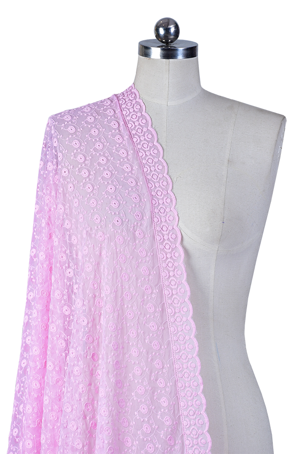 Classic Rose - Chikankeri Chiffon Dupatta