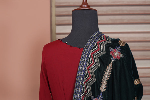 Aztec - Embroidered Velvet Shawl